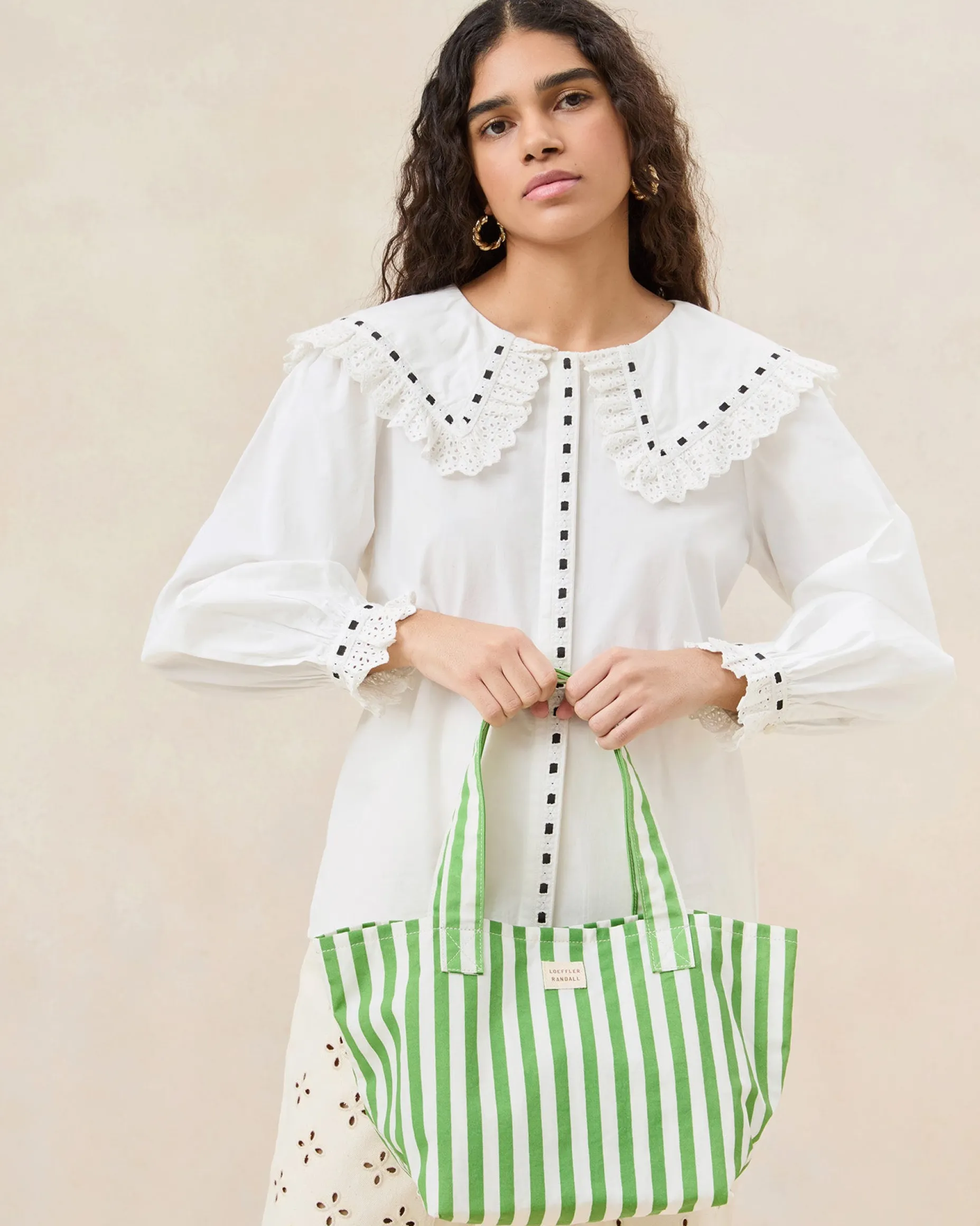 Ellis Green Stripe Packable Tote