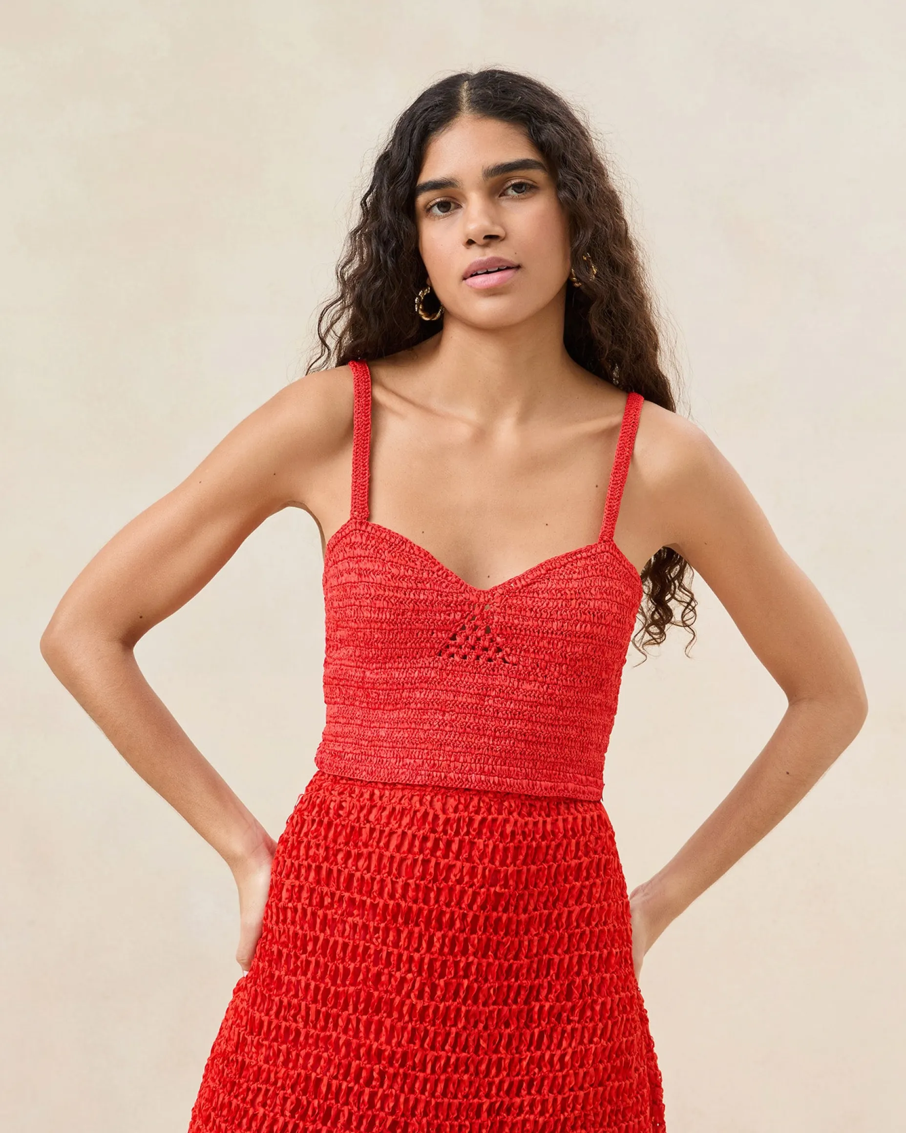 Emmie Poppy Woven Bustier Top