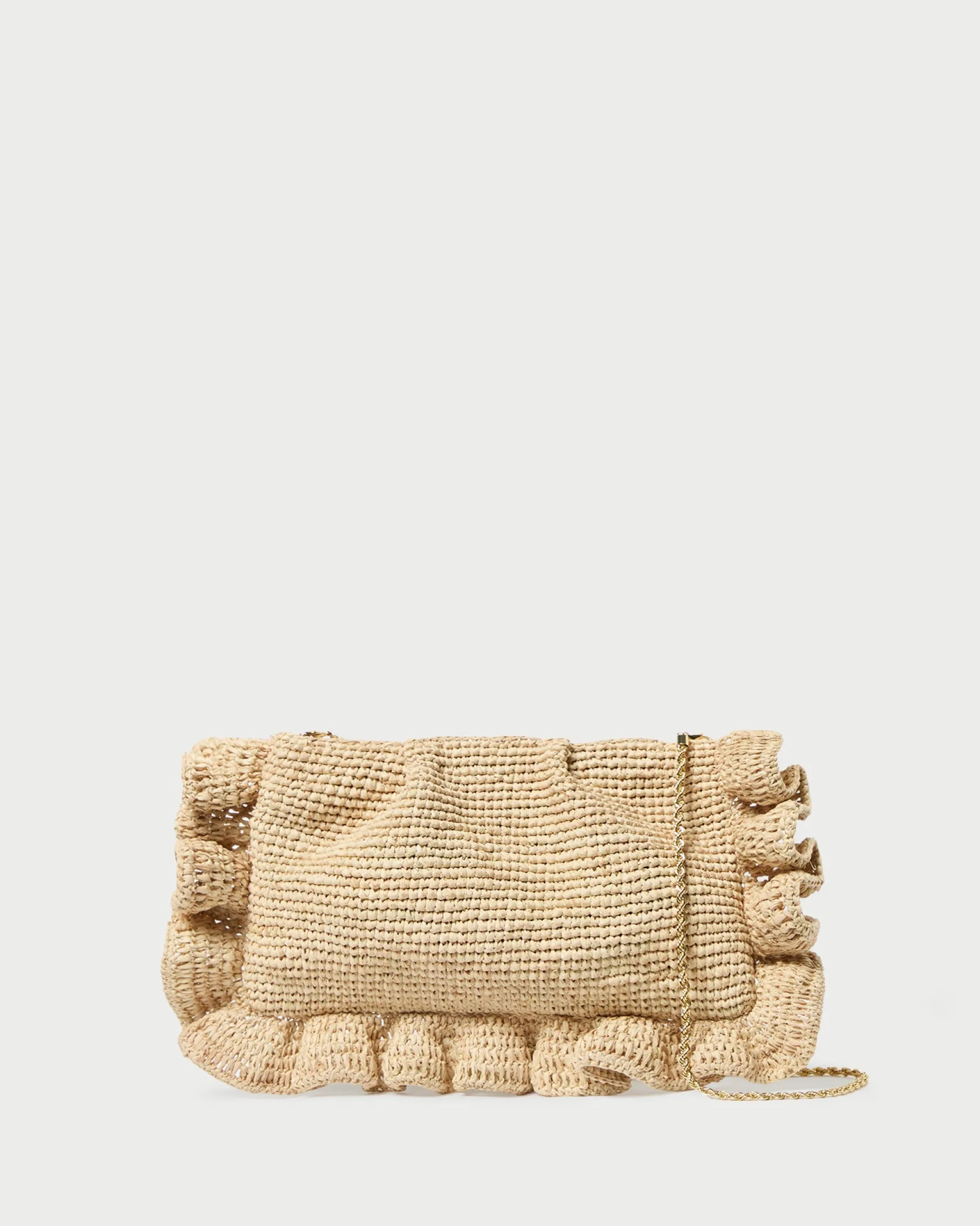 Mavis Vanilla Moiré Ruffle Clutch