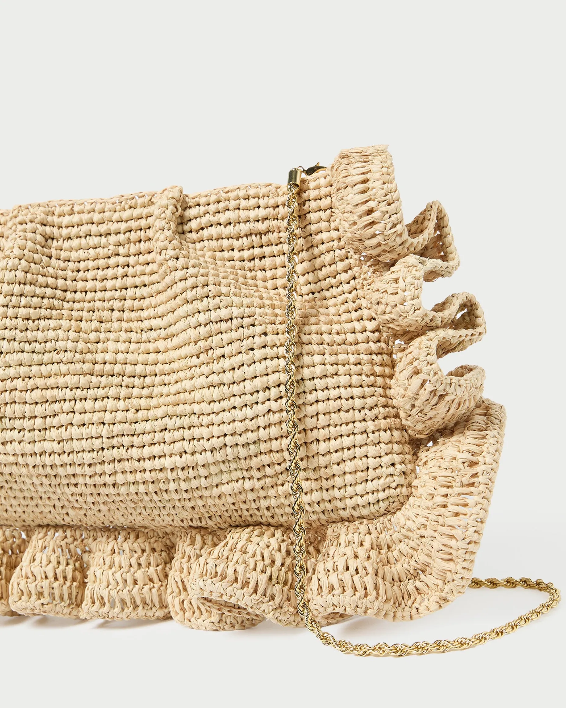 Mavis Vanilla Moiré Ruffle Clutch