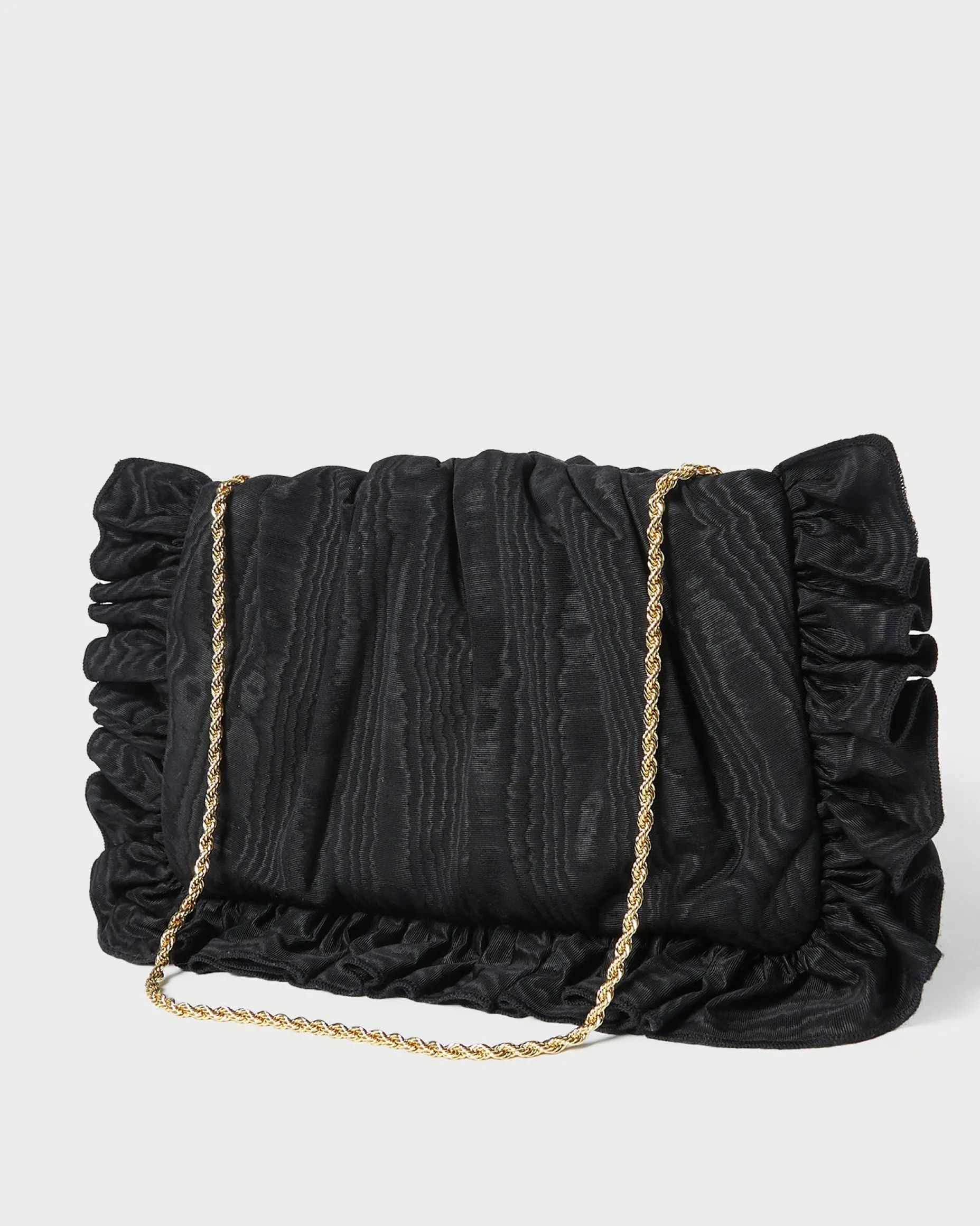 Mavis Vanilla Moiré Ruffle Clutch
