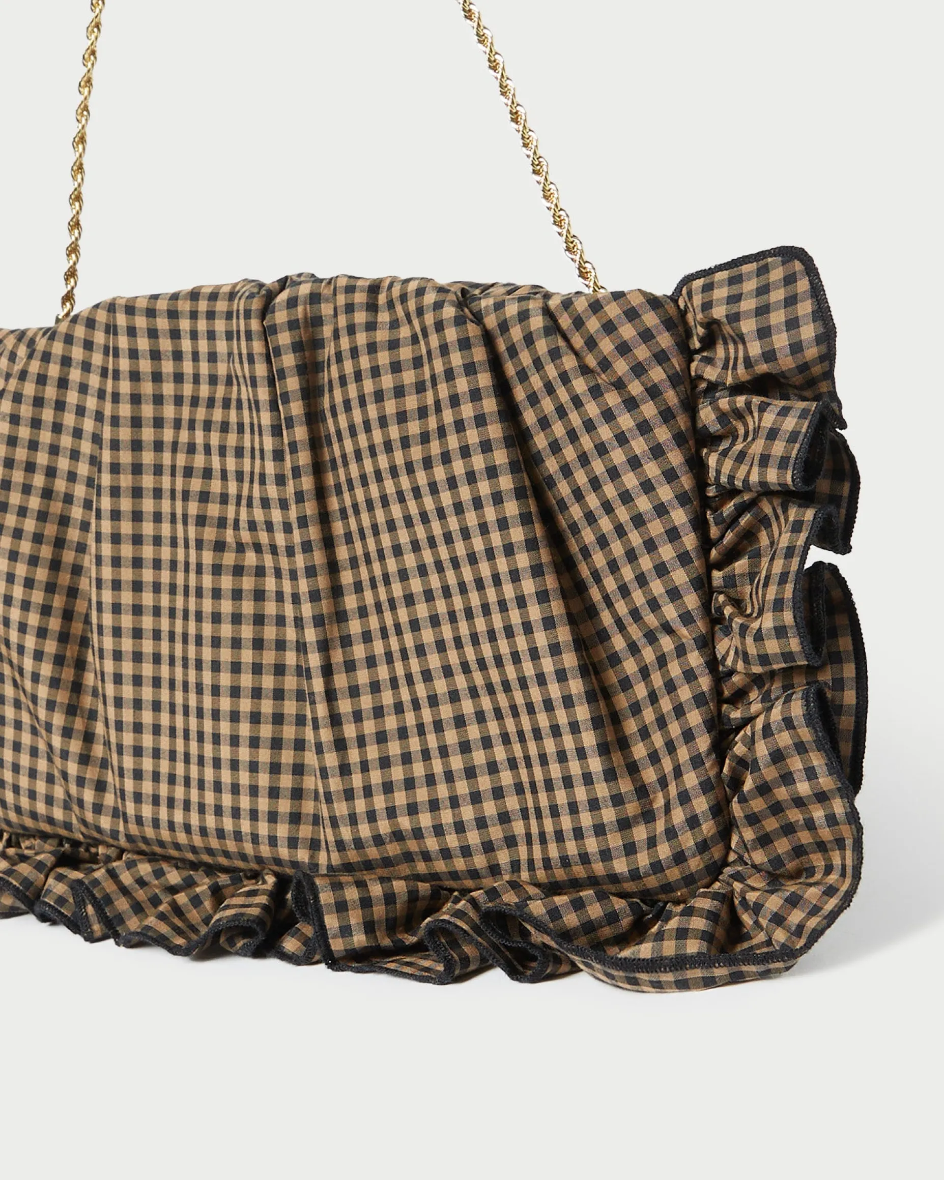 Mavis Vanilla Moiré Ruffle Clutch