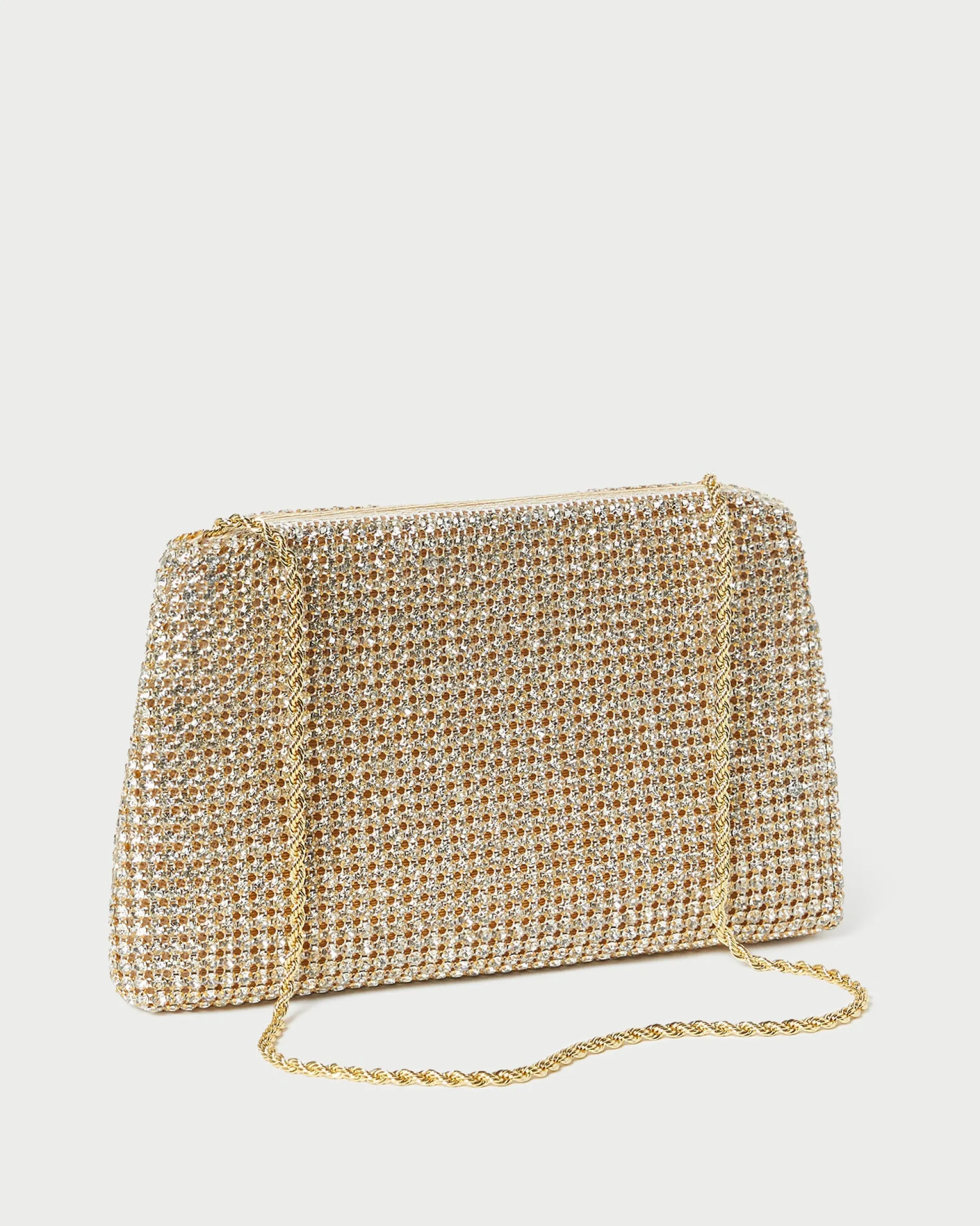 Jolene Gold Diamanté Bow Clutch