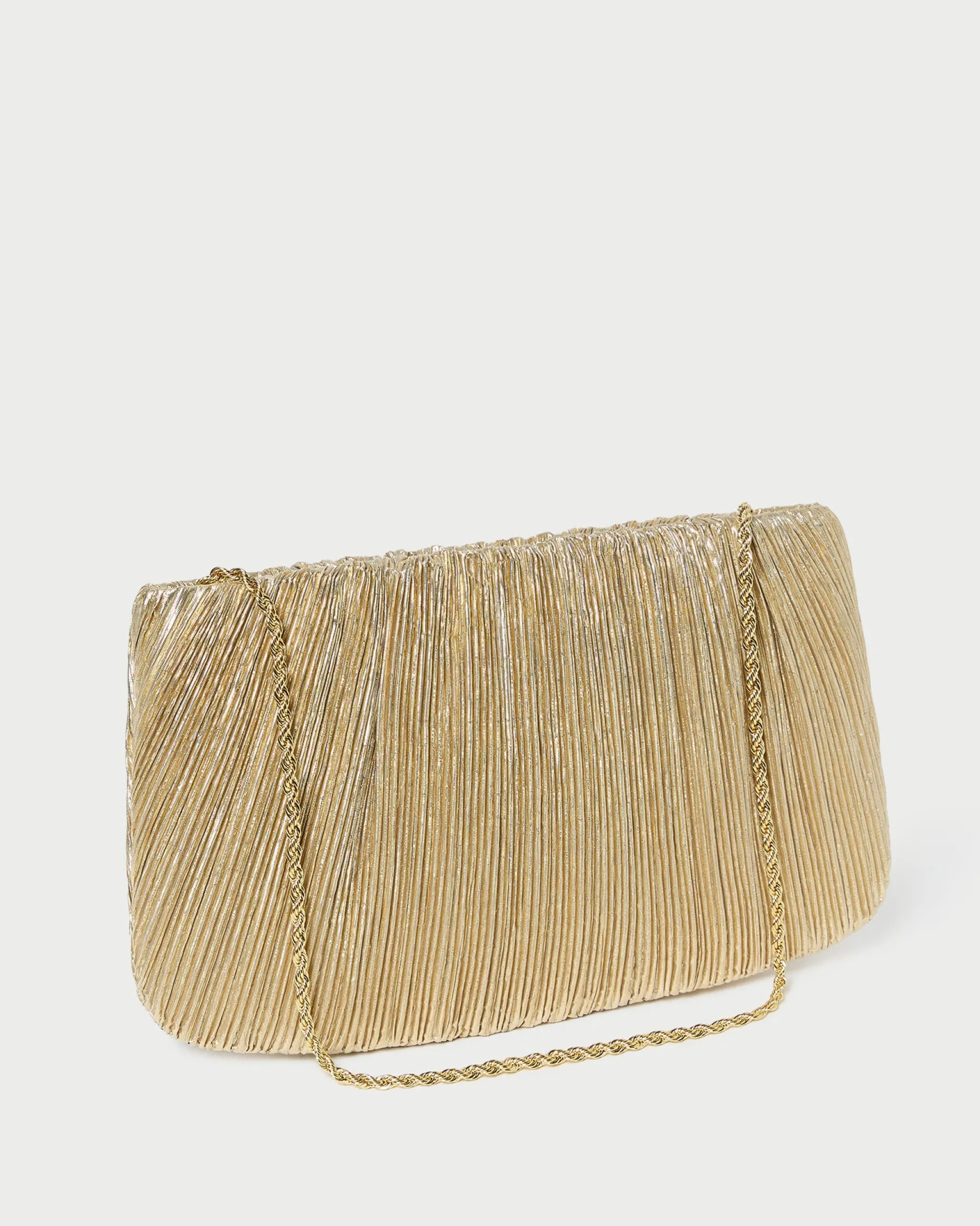 Brit White Flat Pleated Clutch