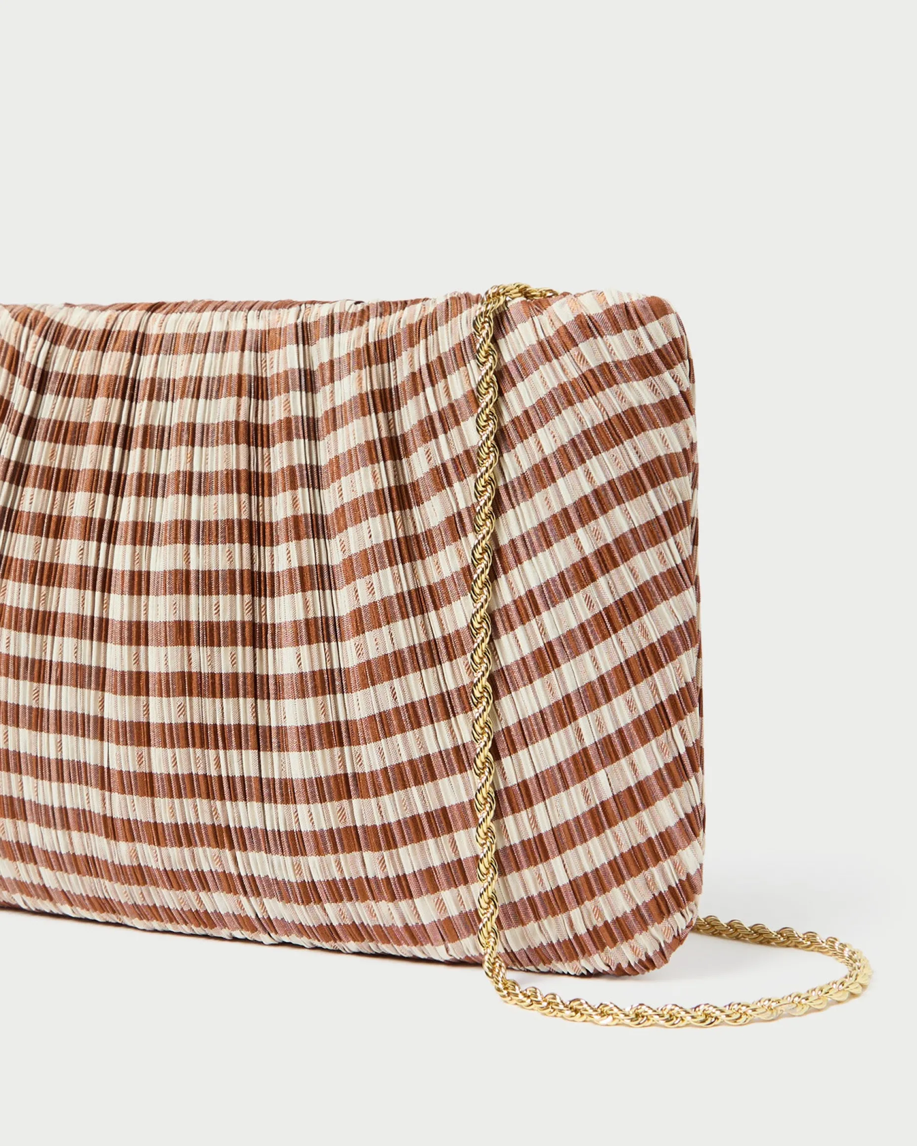 Brit White Flat Pleated Clutch