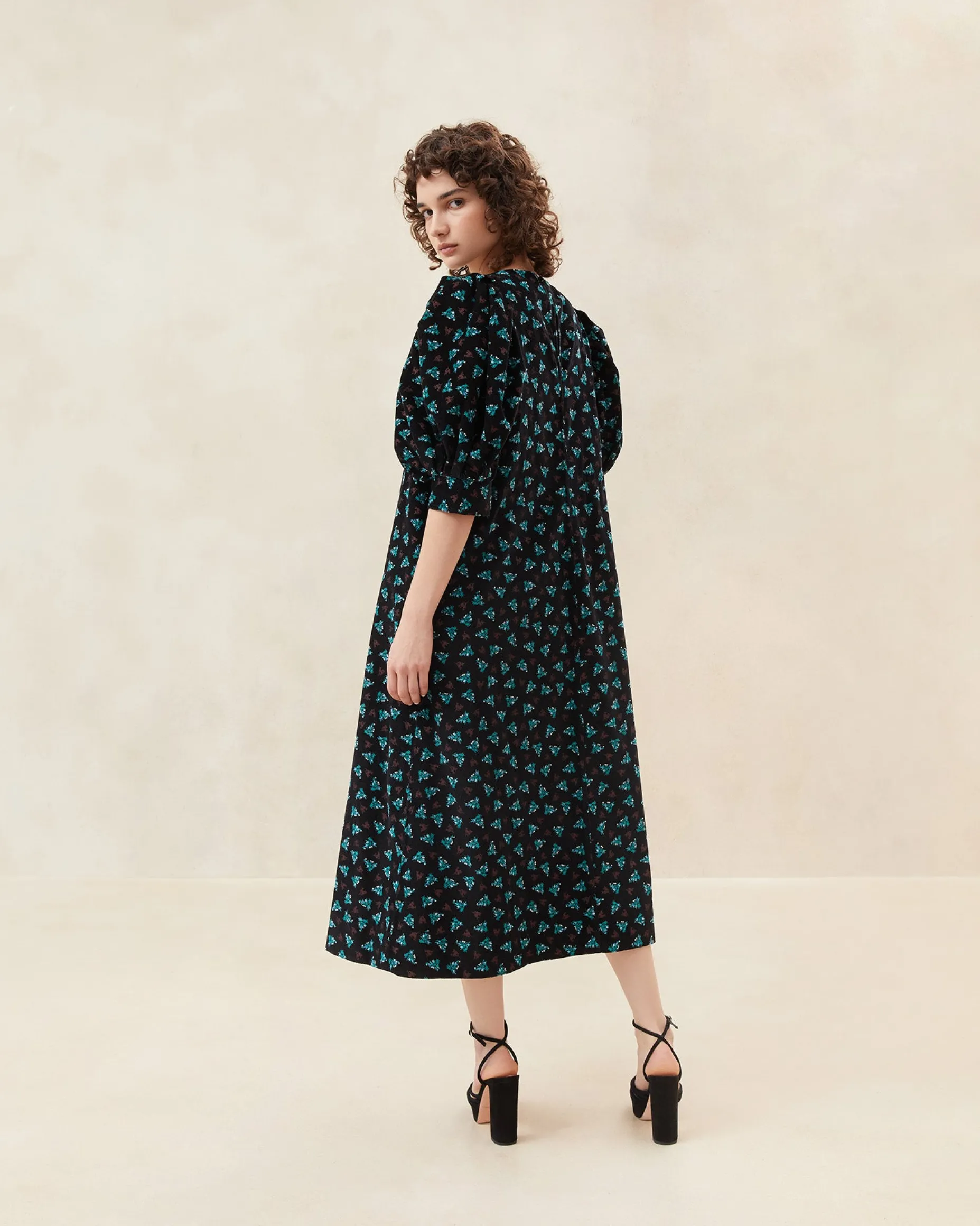 Maxwell Black Floral Corduroy Dress