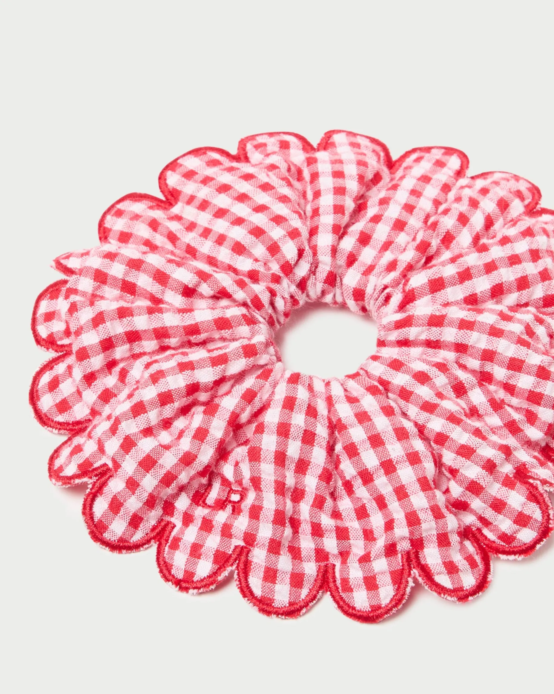 Frankie Red Floral Scallop Scrunchie