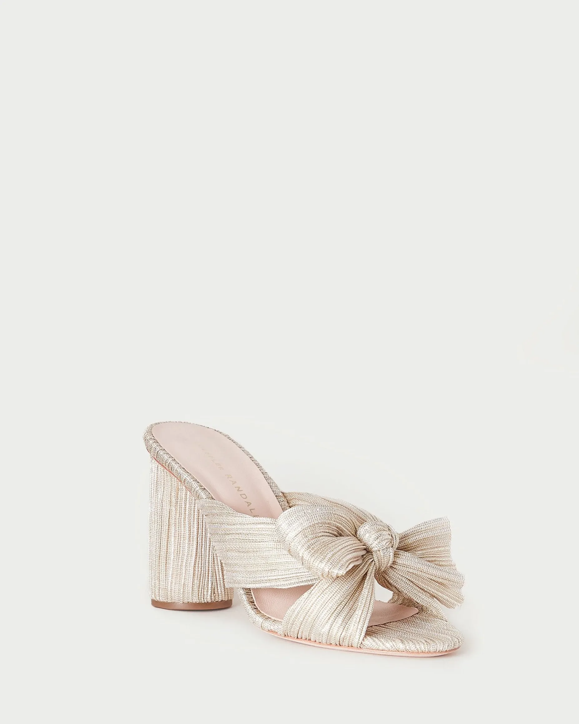 Penny Gold Pleated Bow Heel
