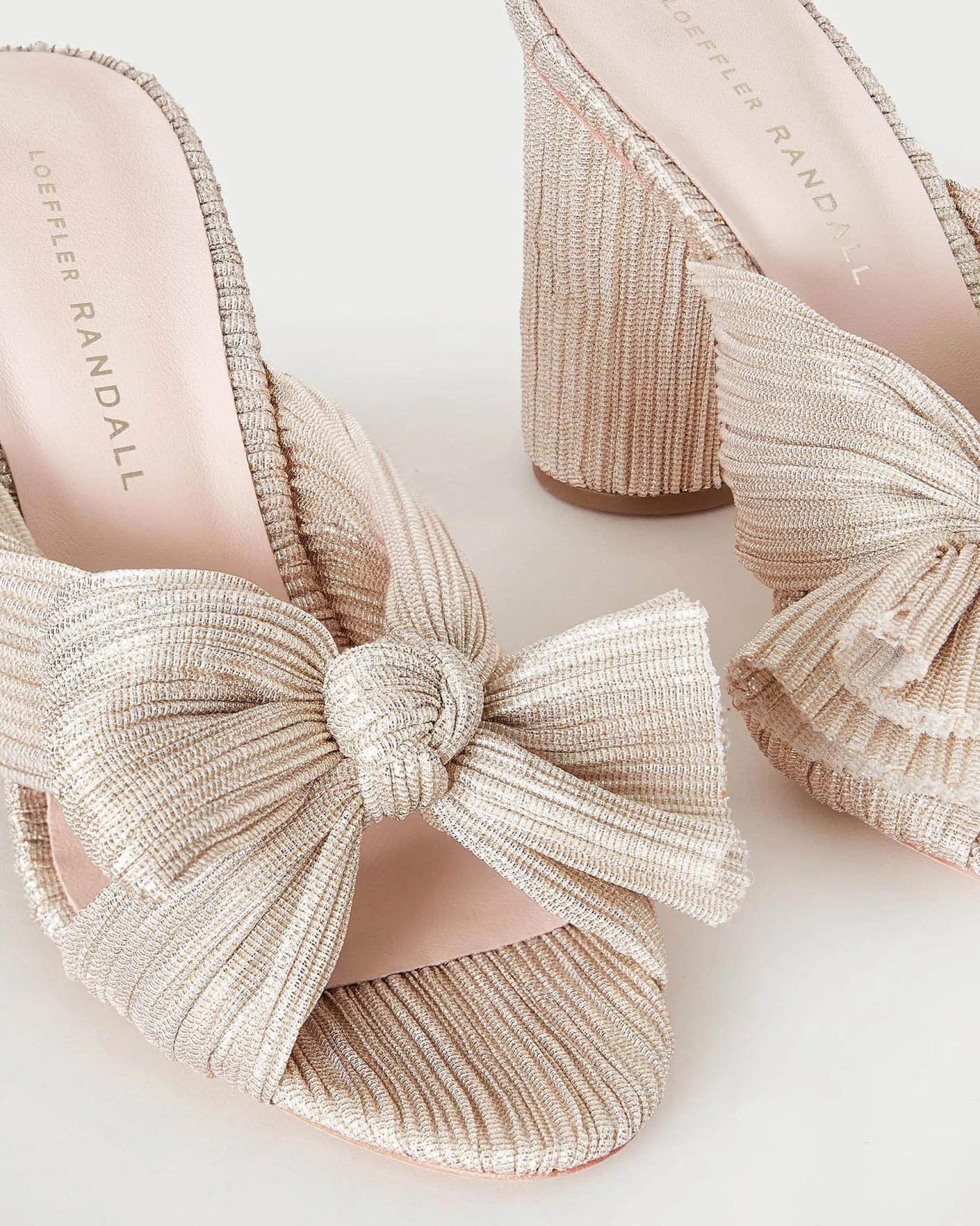 Penny Gold Pleated Bow Heel