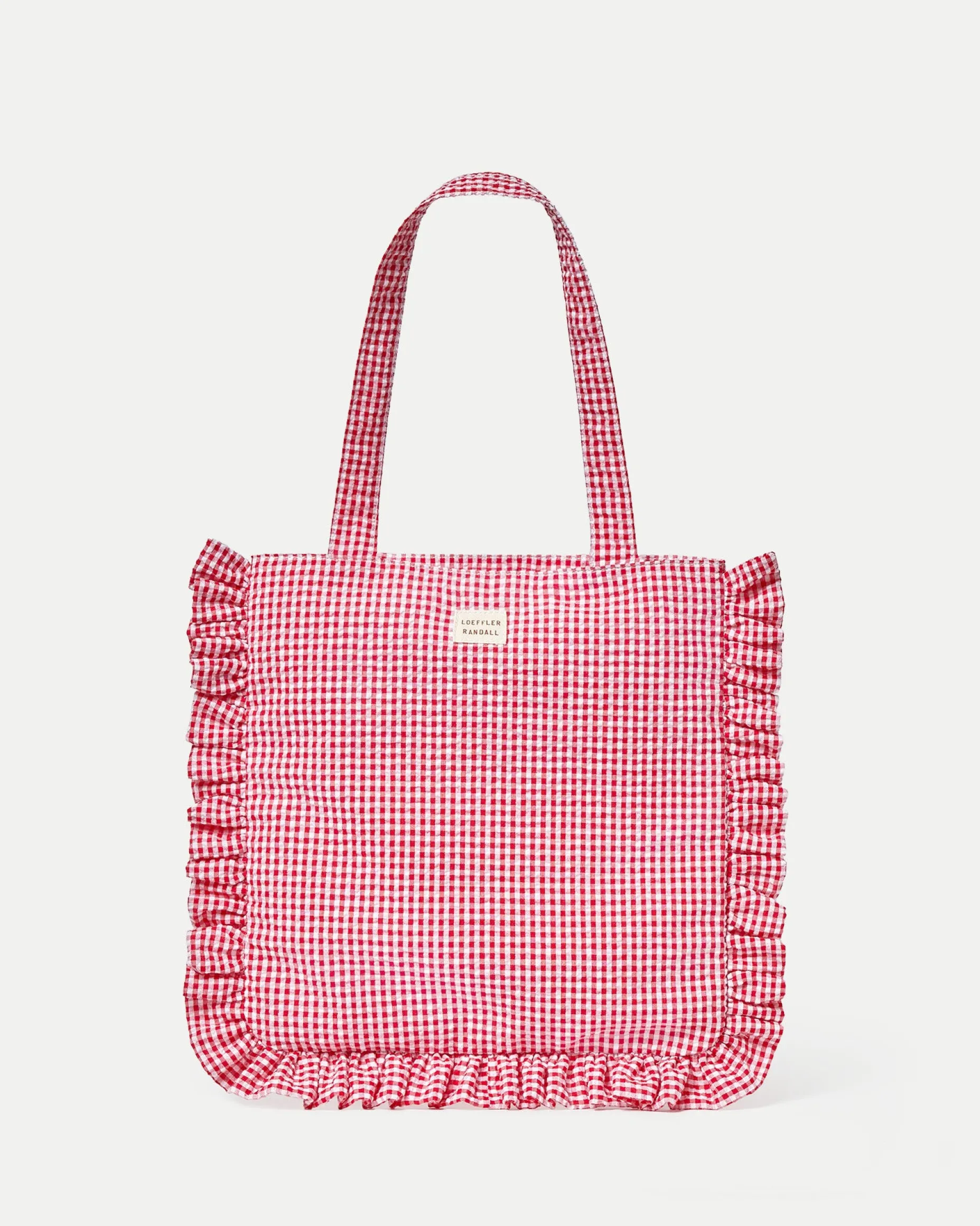 Justine Red Gingham Ruffle Tote