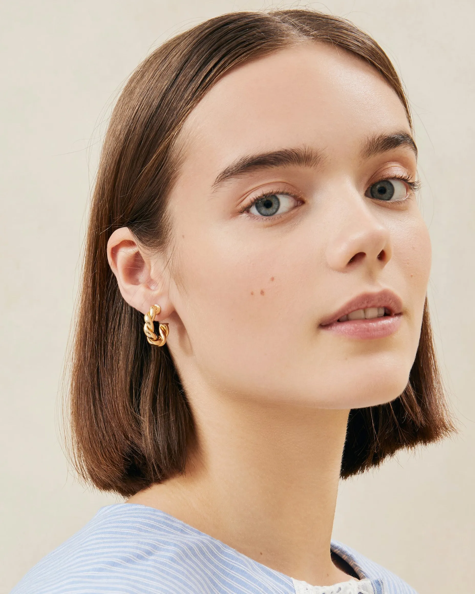 Atlas Gold Twisted Hoop Earrings