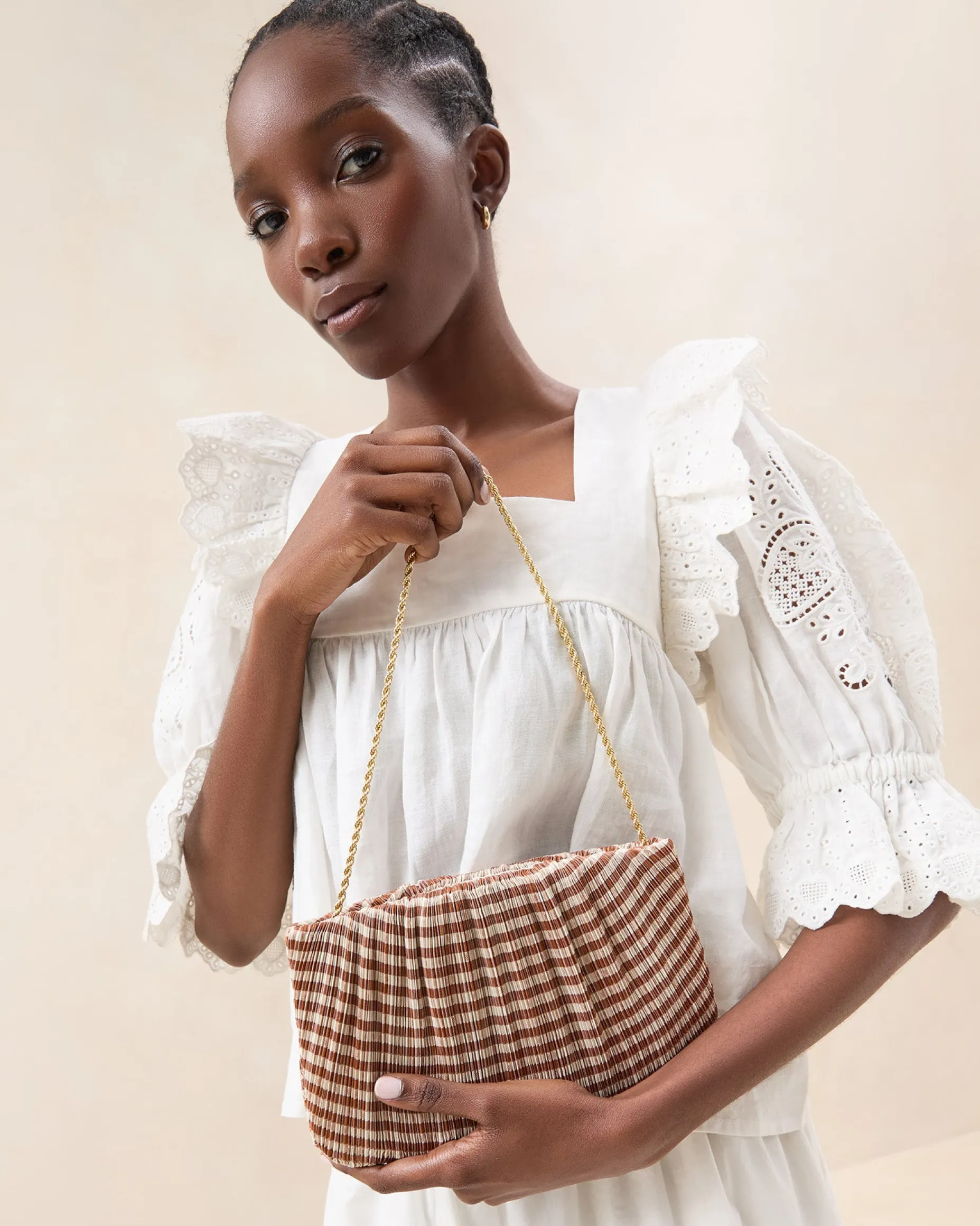 Brit Natural Flat Pleated Clutch