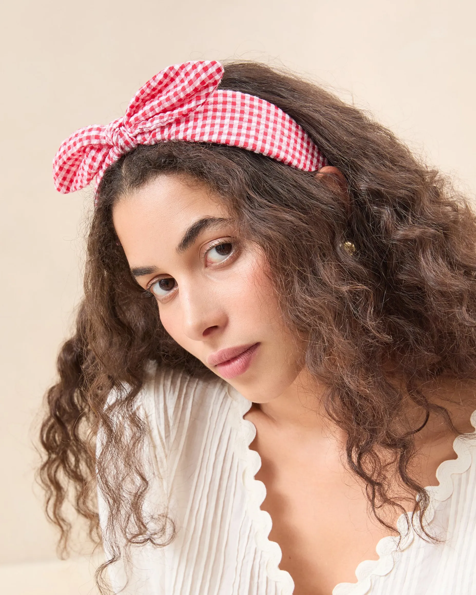 Meadow Red Gingham Knot Headband