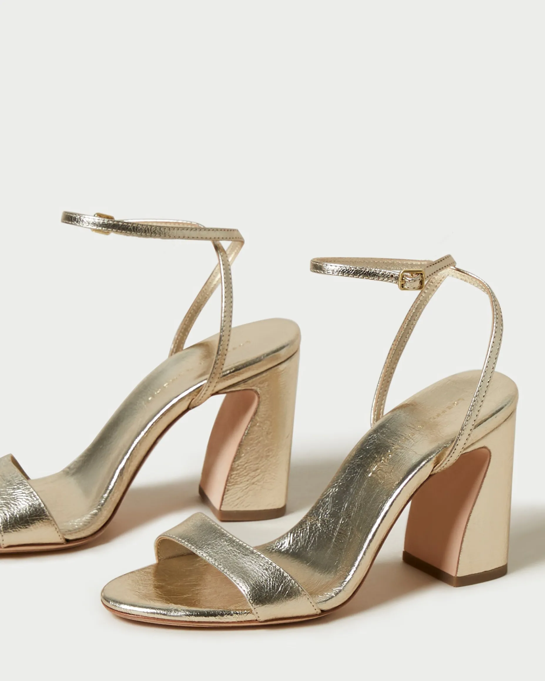 Malia Champagne Curved-Heel Sandal