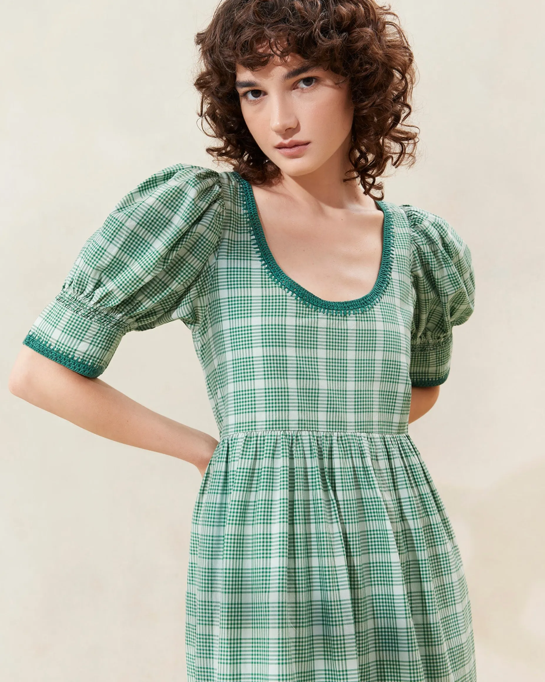 Gillian Blue Floral Puff-Sleeve Dress