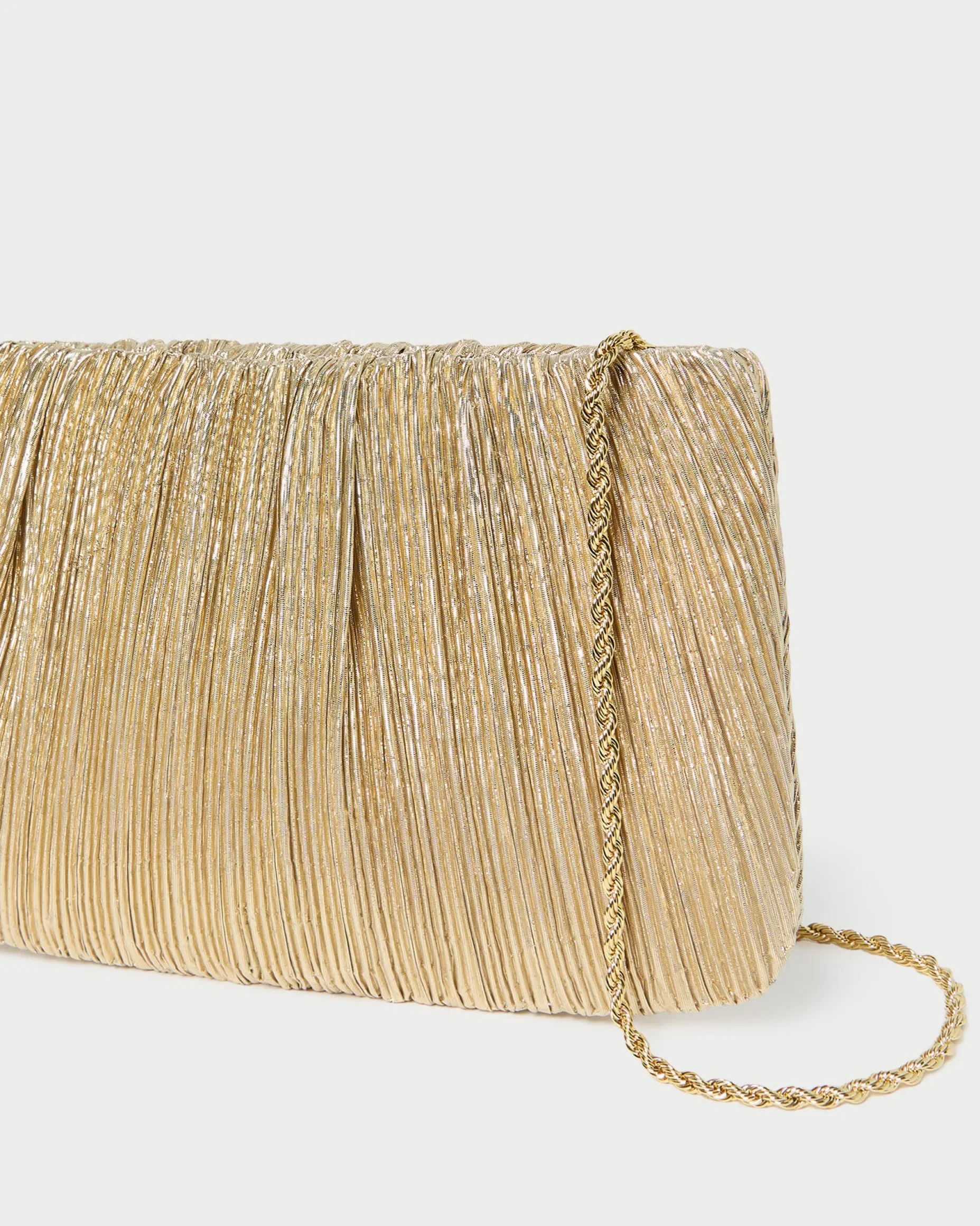 Brit Gold Lamé Pleated Clutch