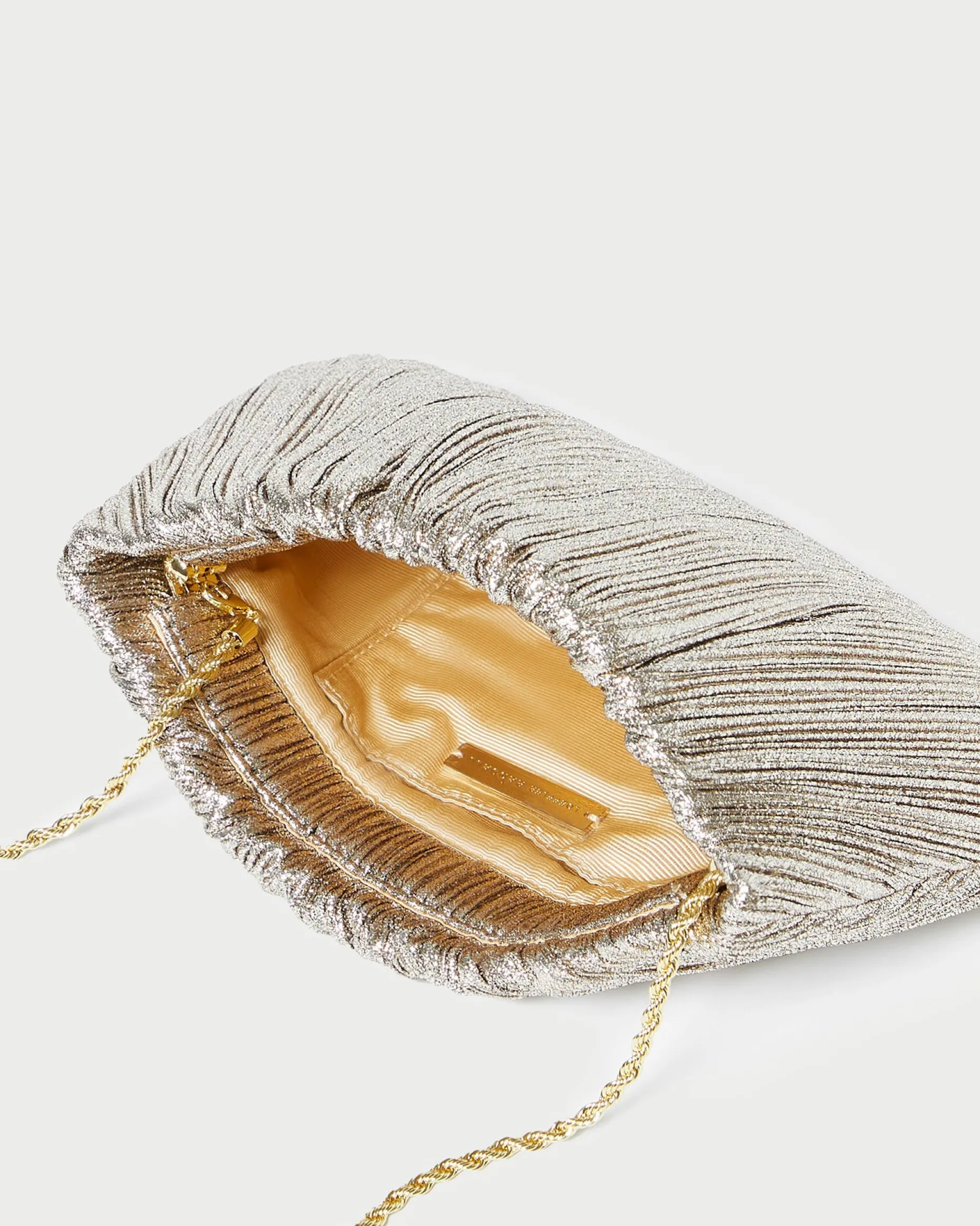 Brit Gold Lamé Pleated Clutch