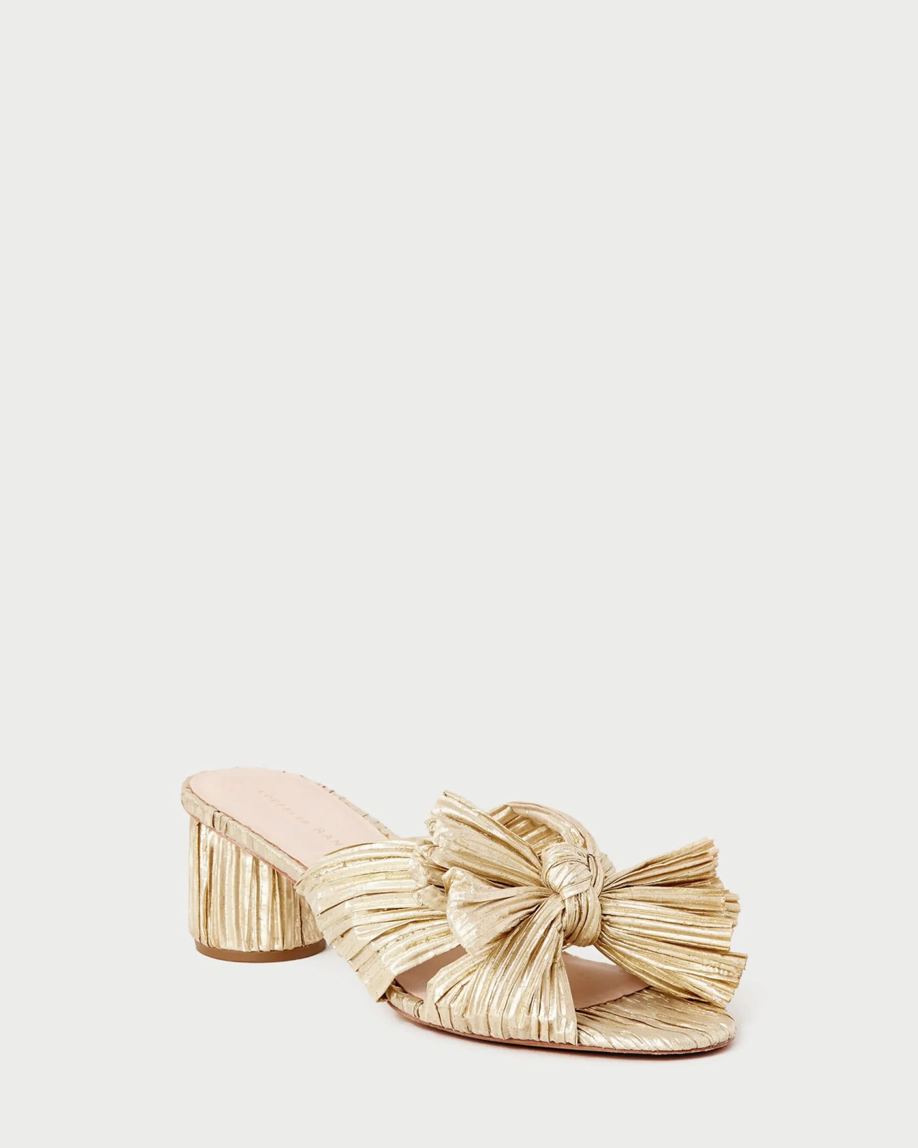Emilia Champagne Pleated Bow Heel