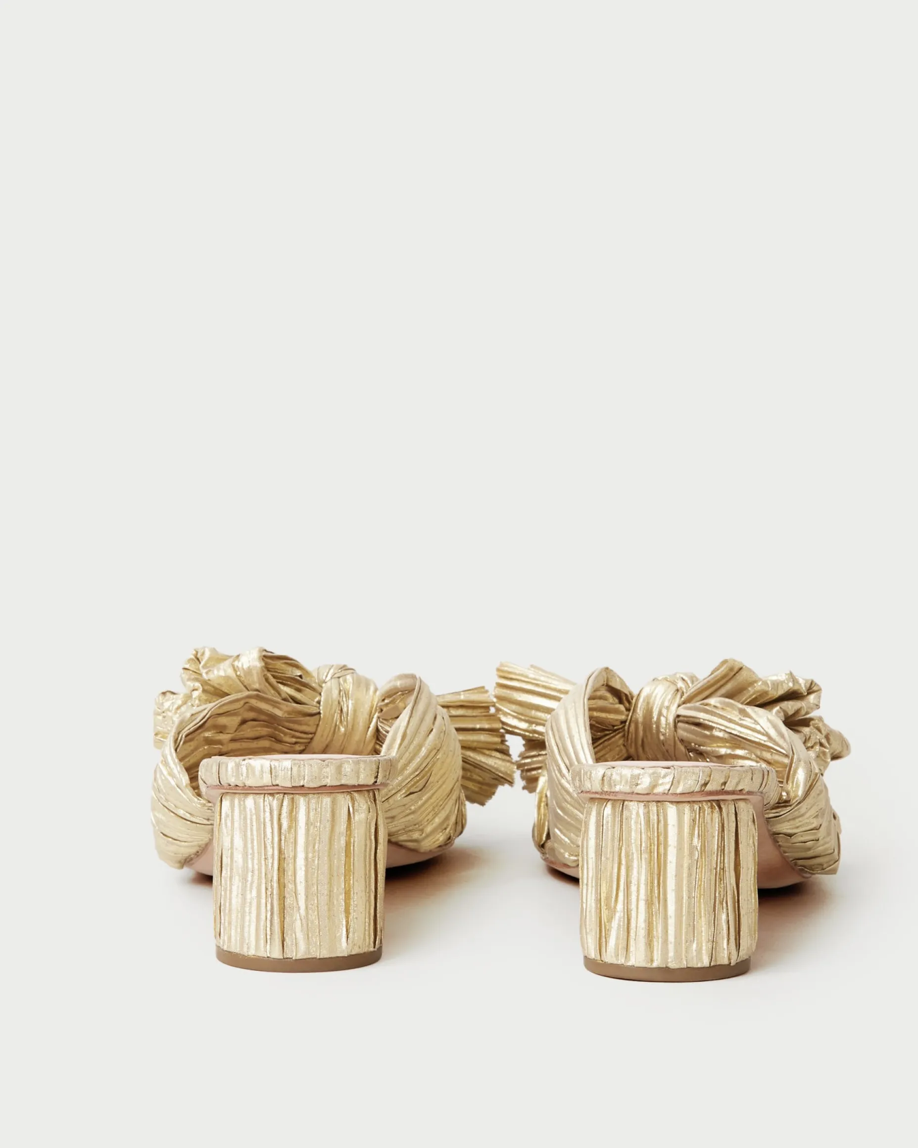 Emilia Champagne Pleated Bow Heel