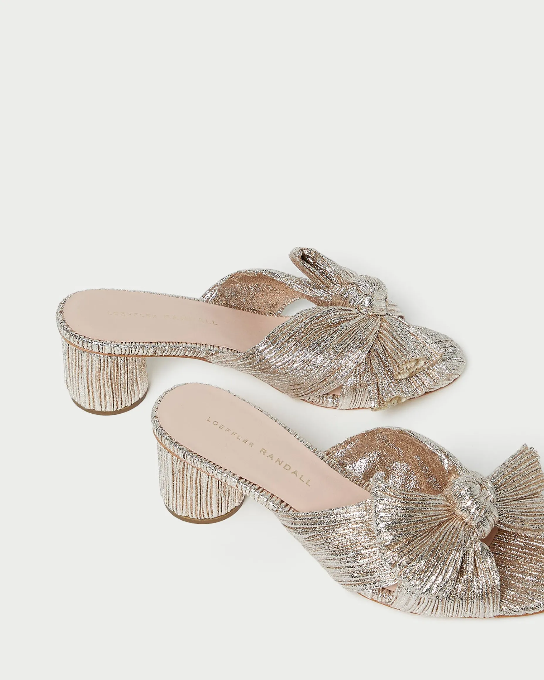 Emilia Champagne Pleated Bow Heel