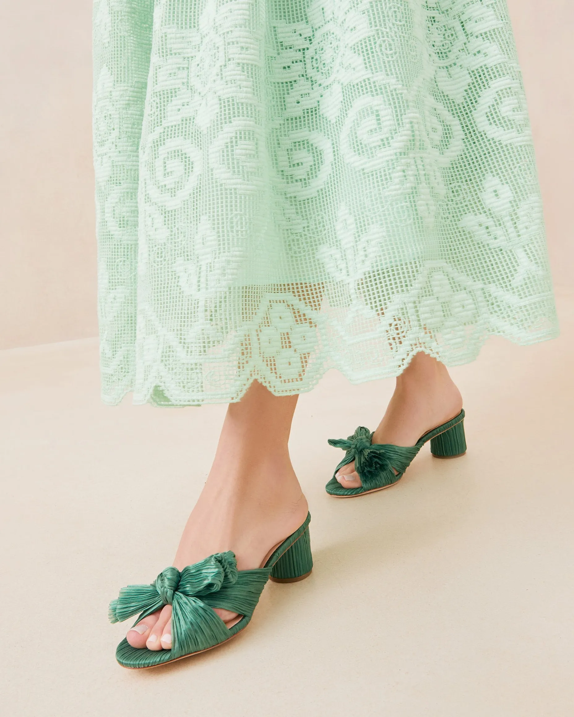 Emilia Champagne Pleated Bow Heel
