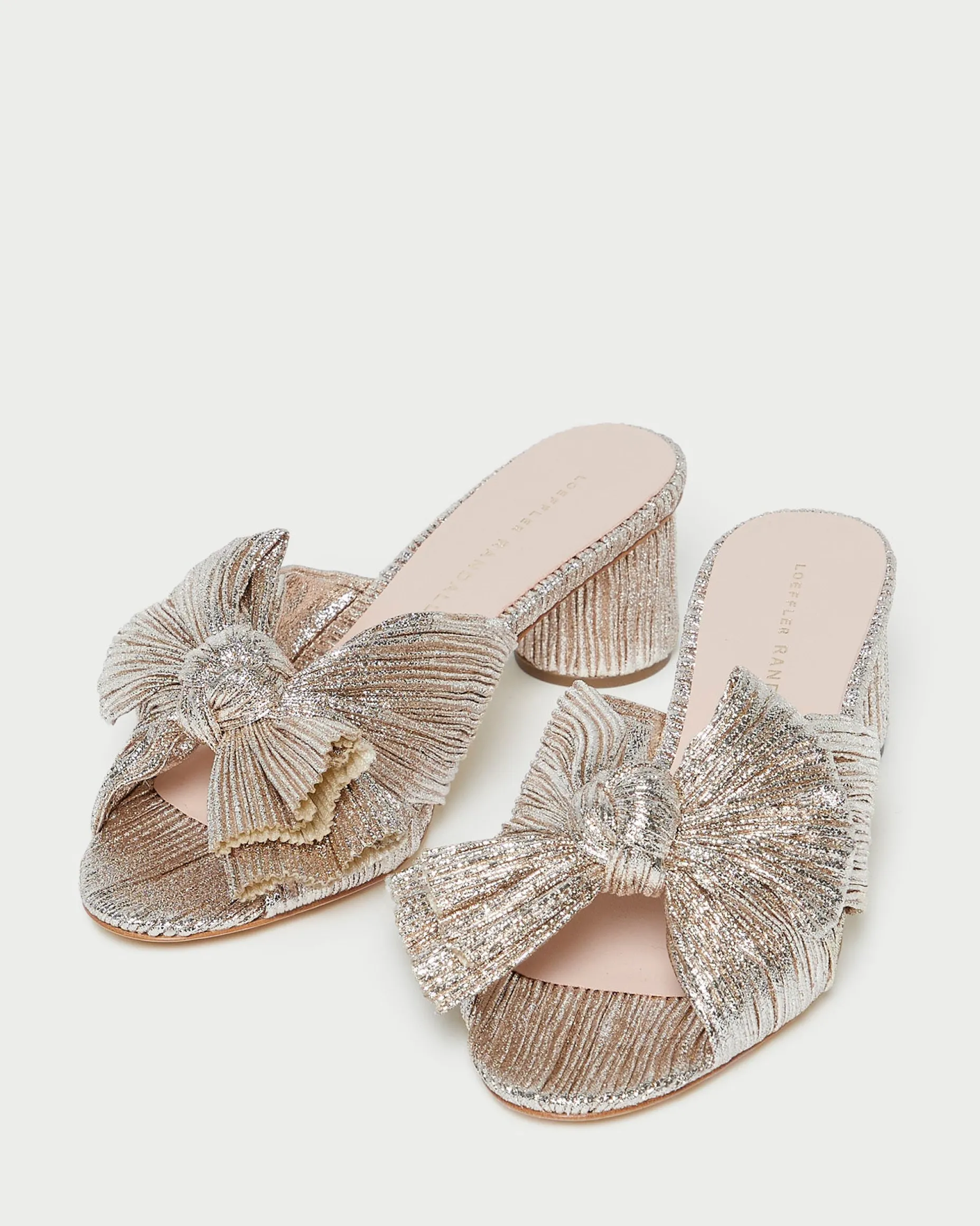 Emilia Champagne Pleated Bow Heel