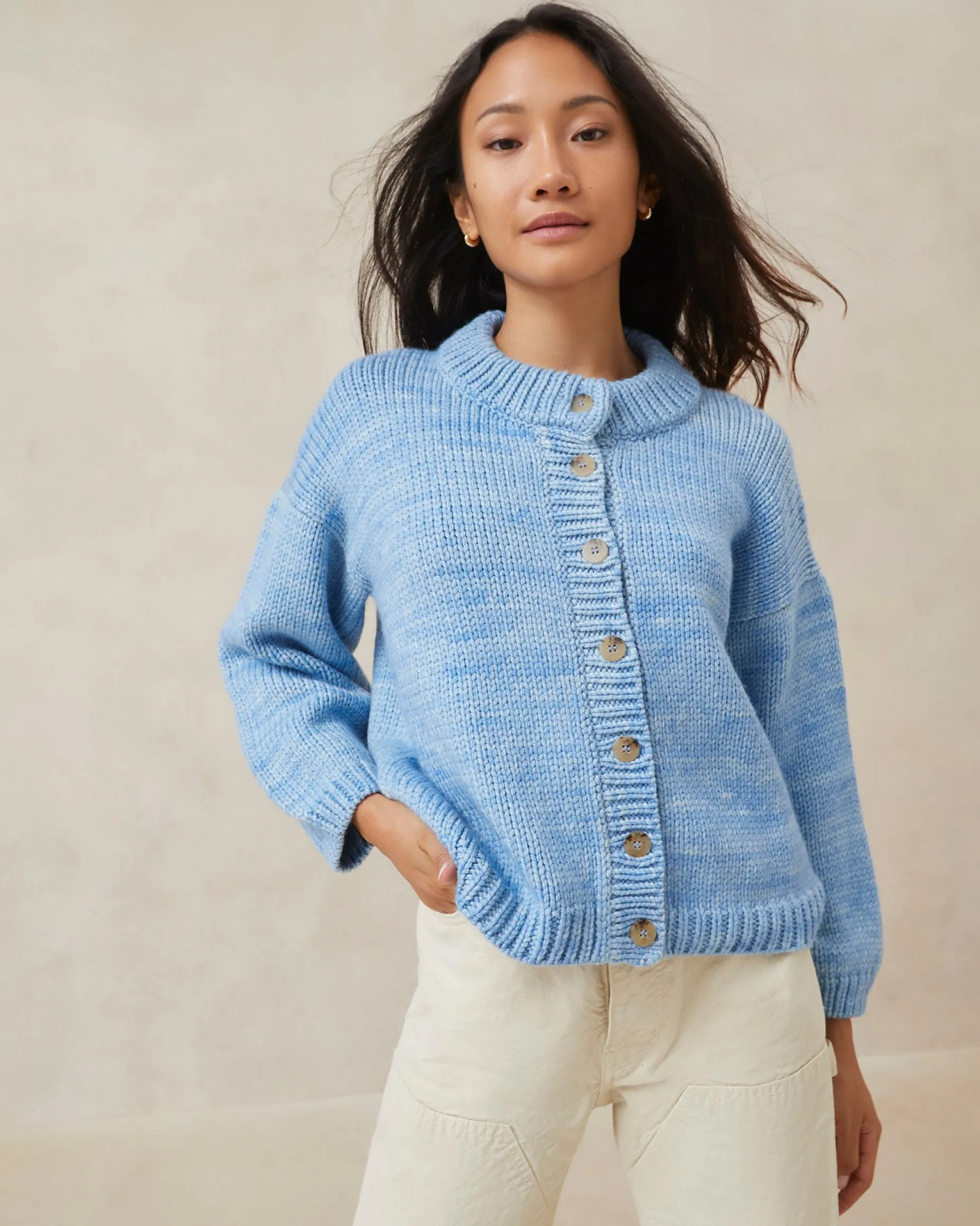 Maddie Blue Mock Neck Cardigan