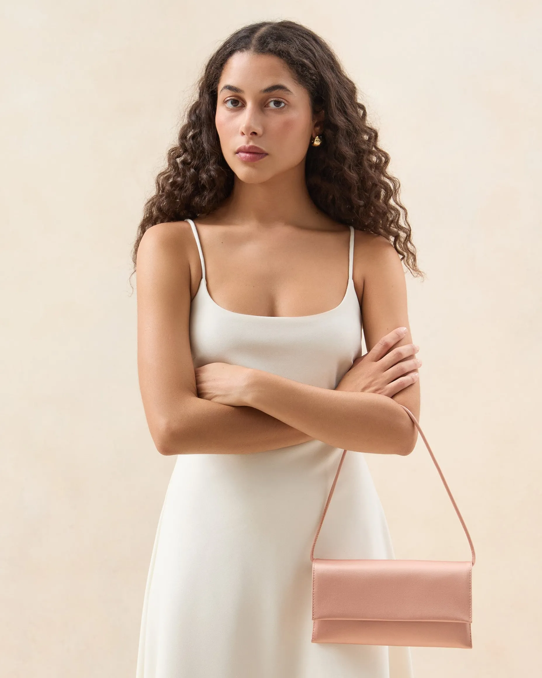 Charlee Blush Satin Shoulder Bag