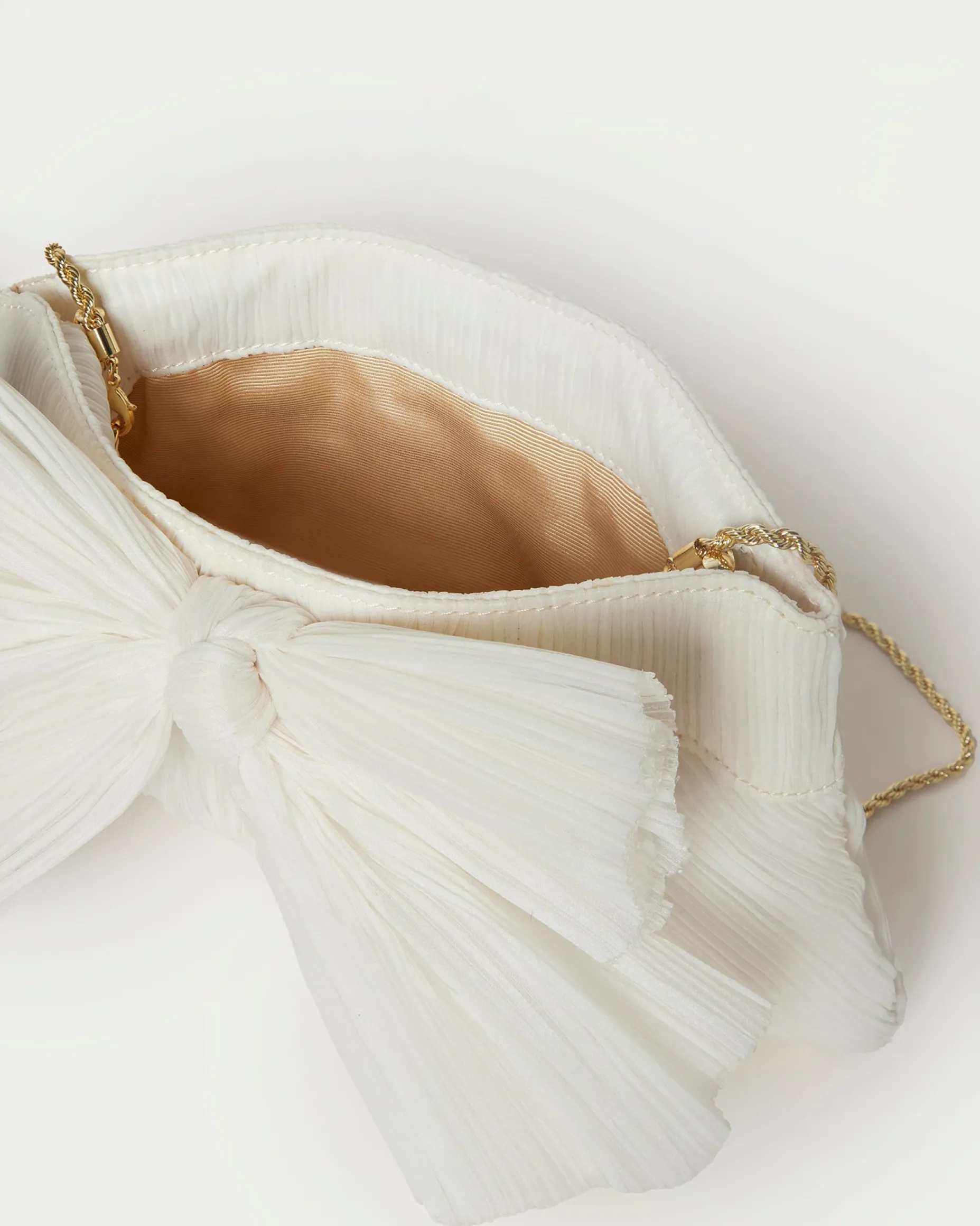 Rayne White Lace Bow Clutch