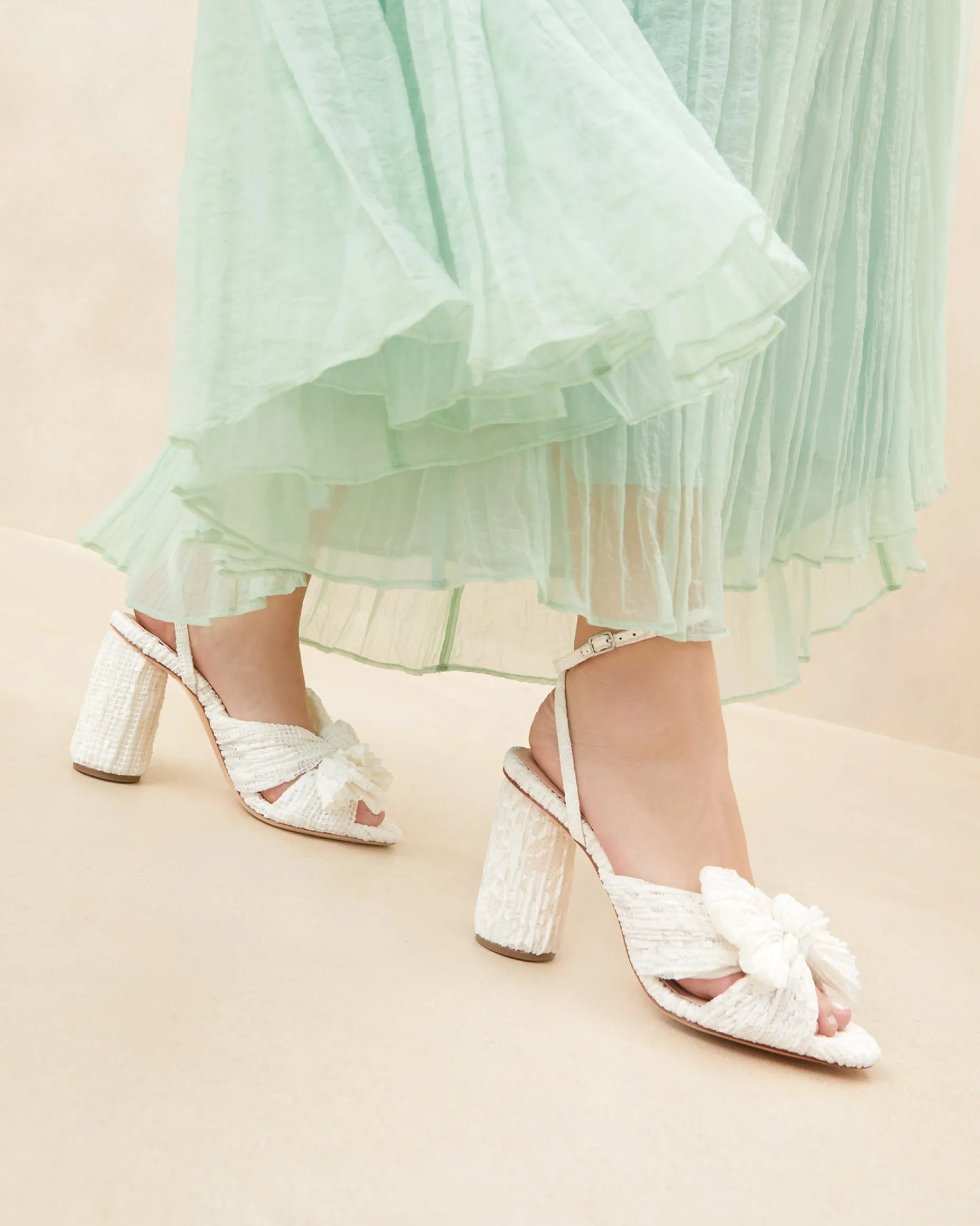 Camellia White Lace Bow Heel
