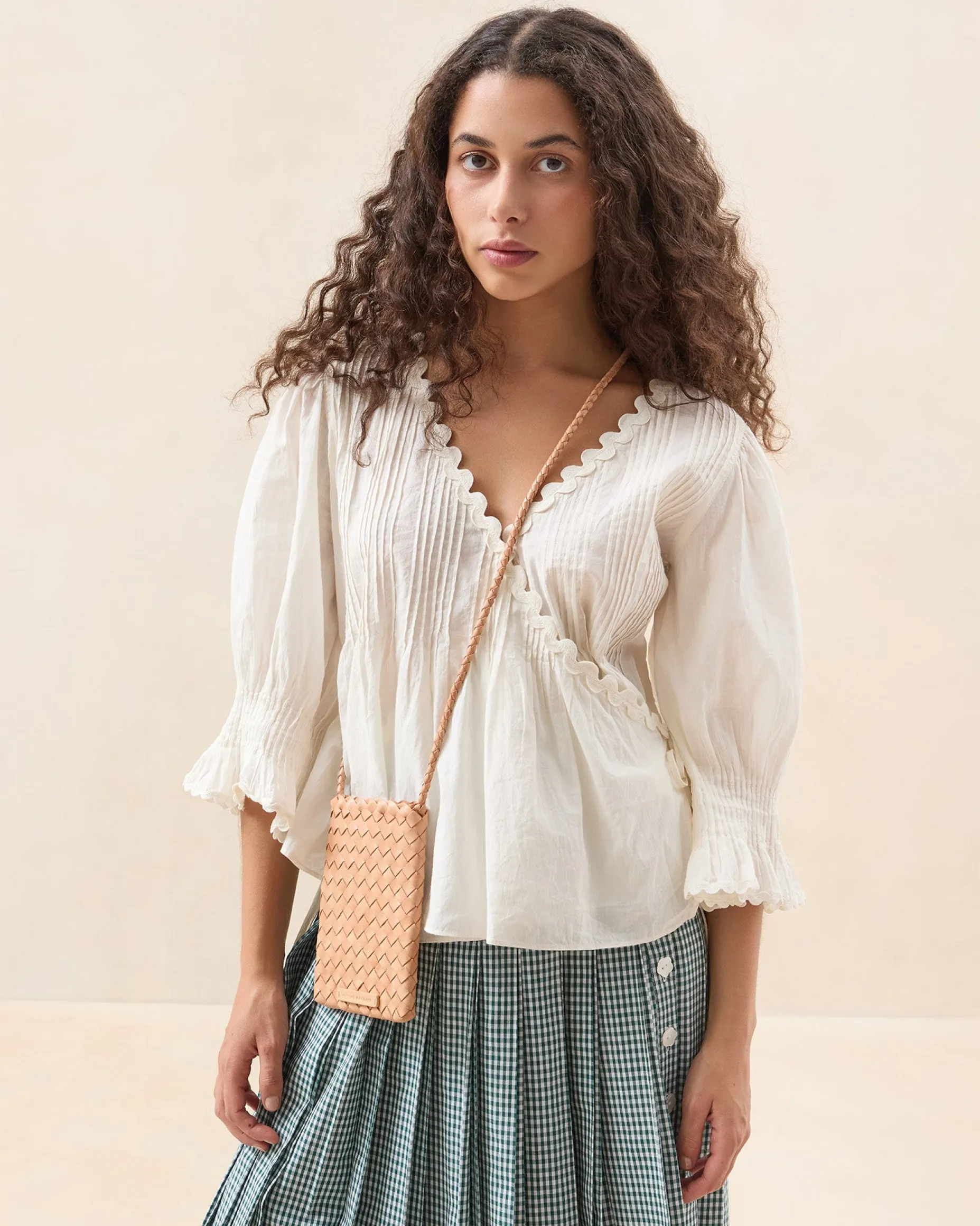 Grace White Woven Crossbody