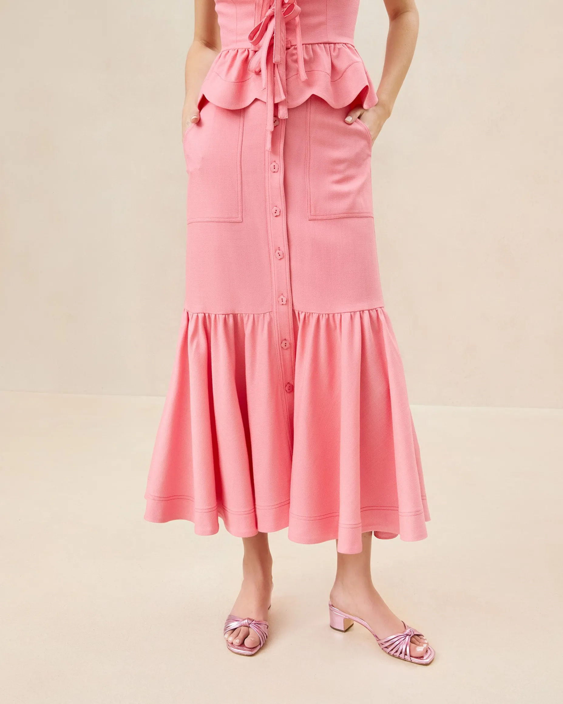 Mateo Natural Button-Front Skirt