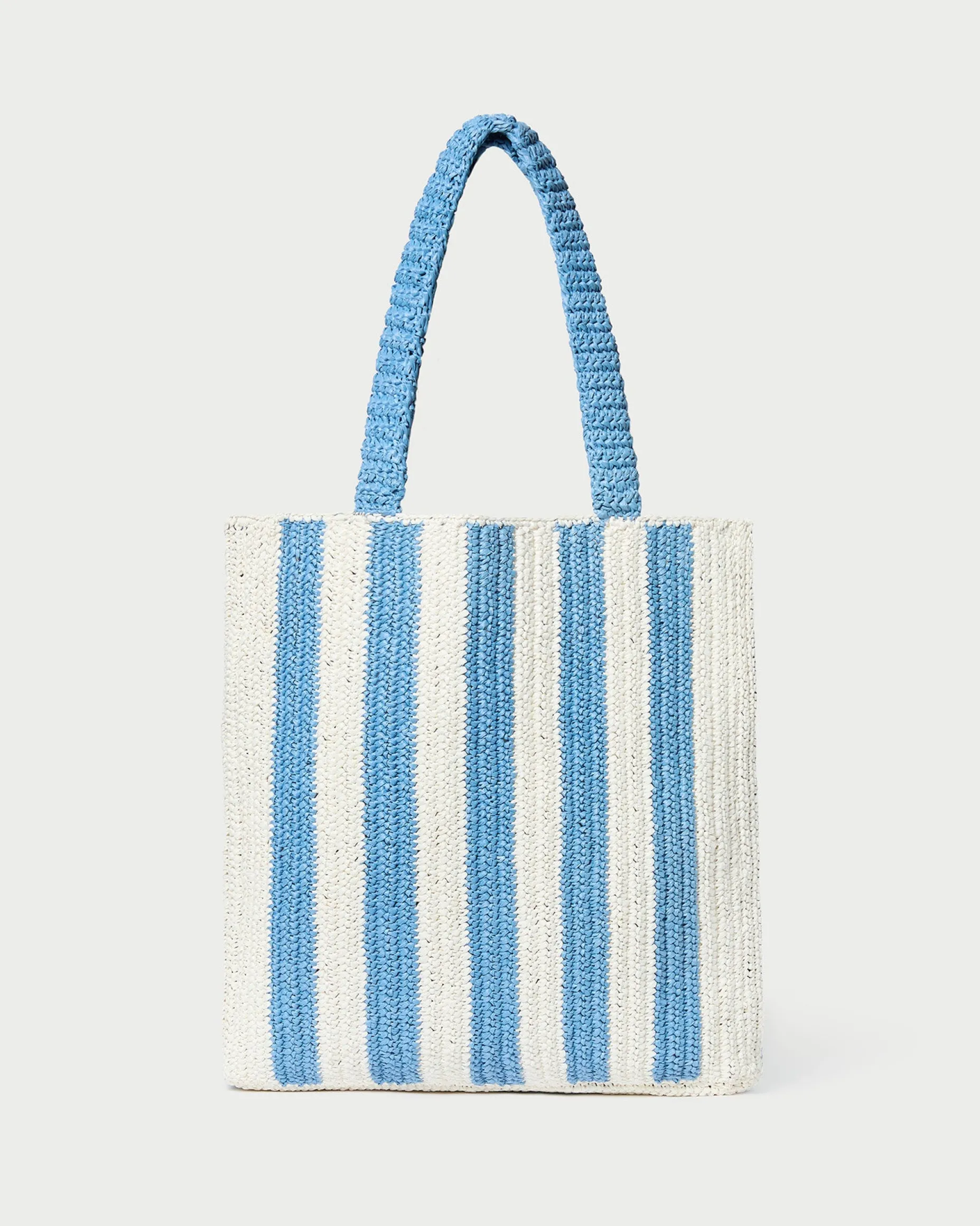 Orion Blue/White Raffia Tote