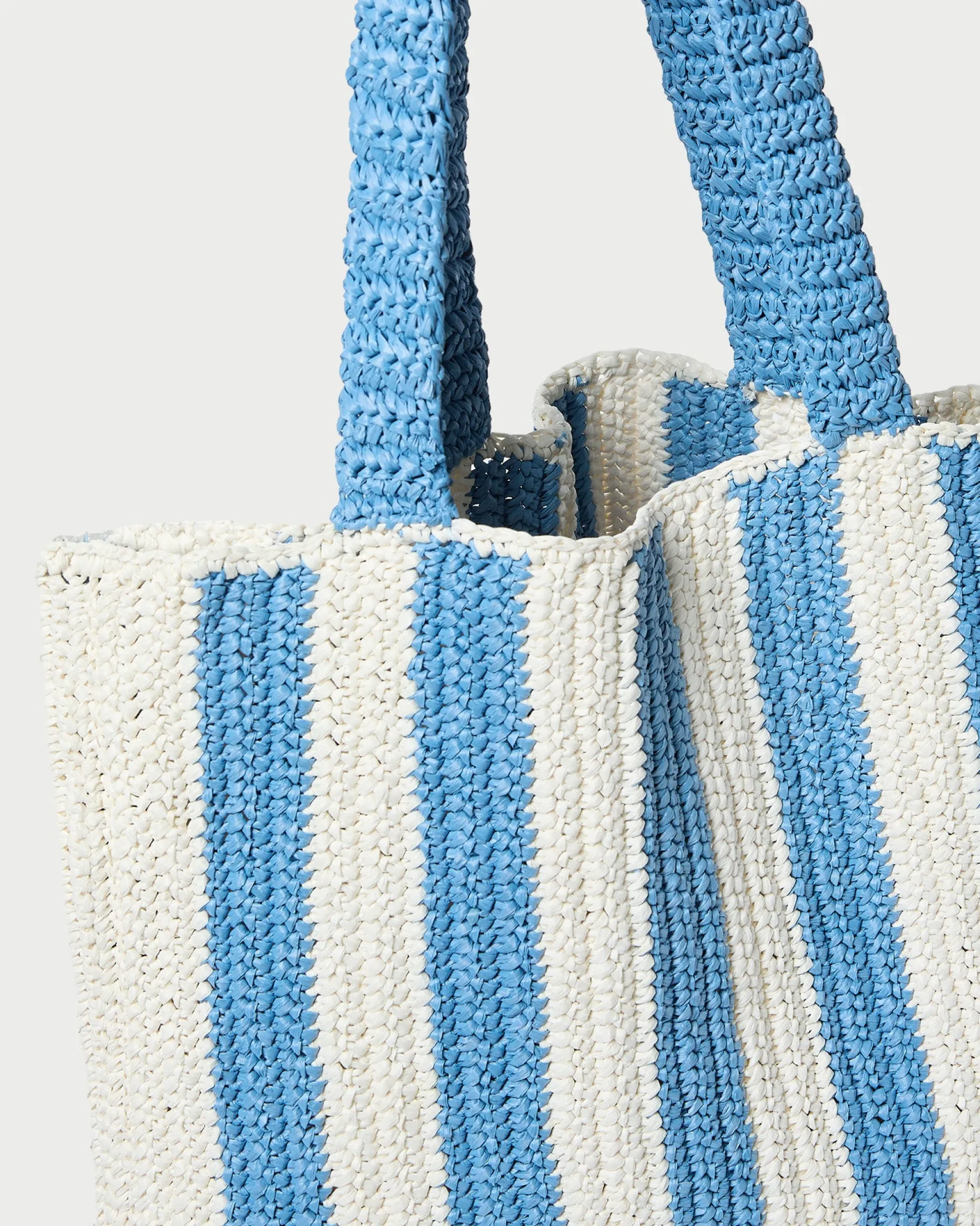 Orion Blue/White Raffia Tote