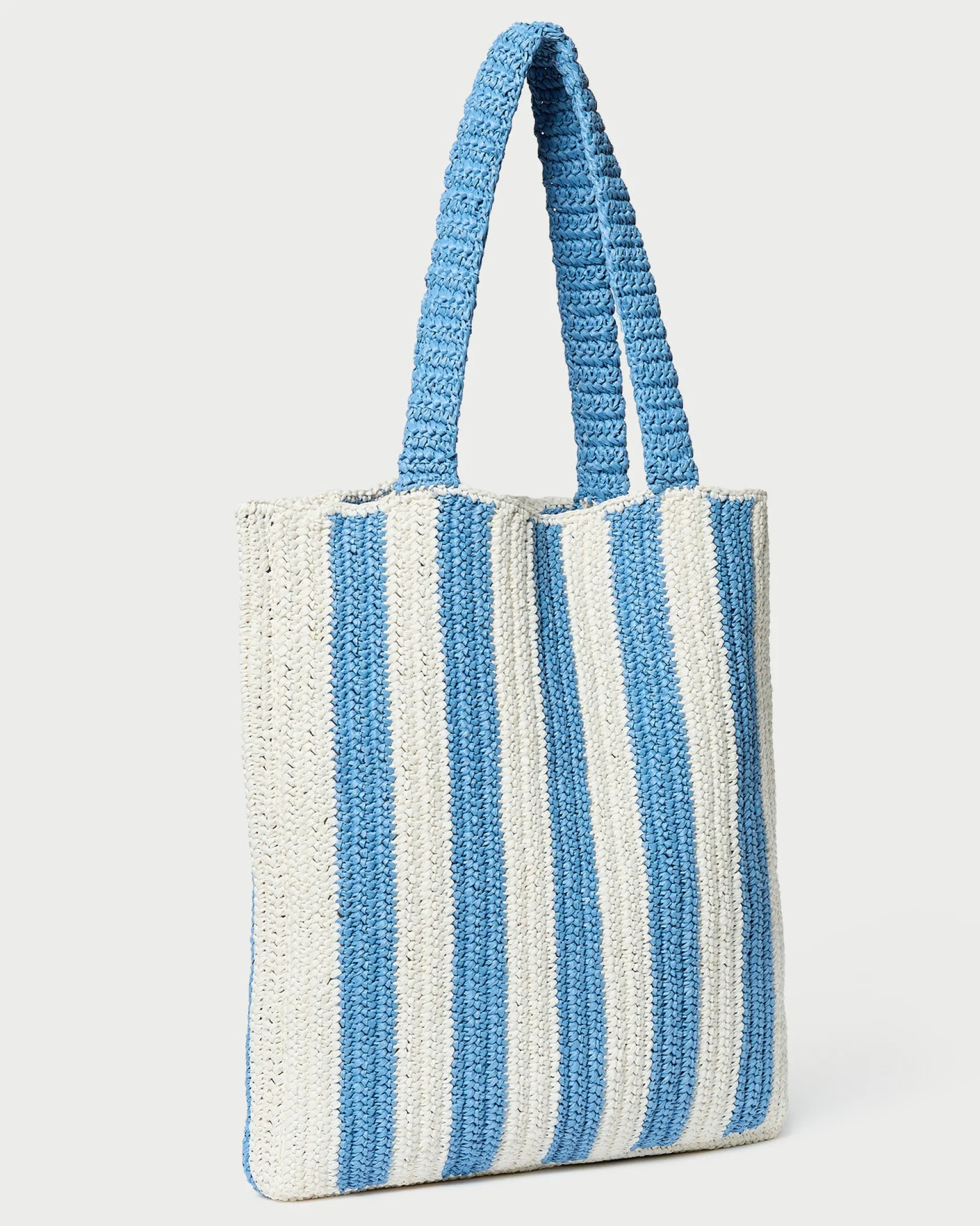 Orion Blue/White Raffia Tote