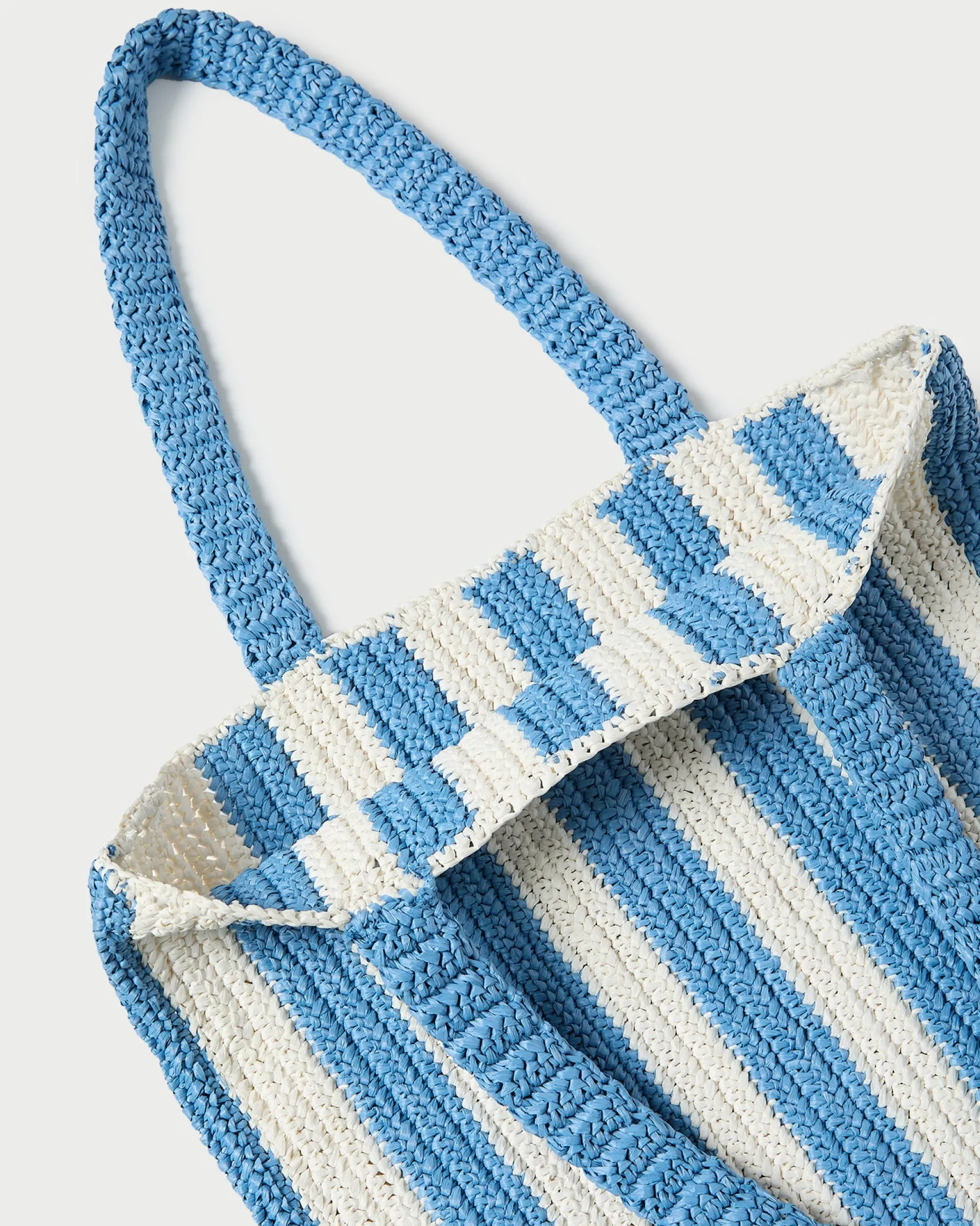 Orion Blue/White Raffia Tote