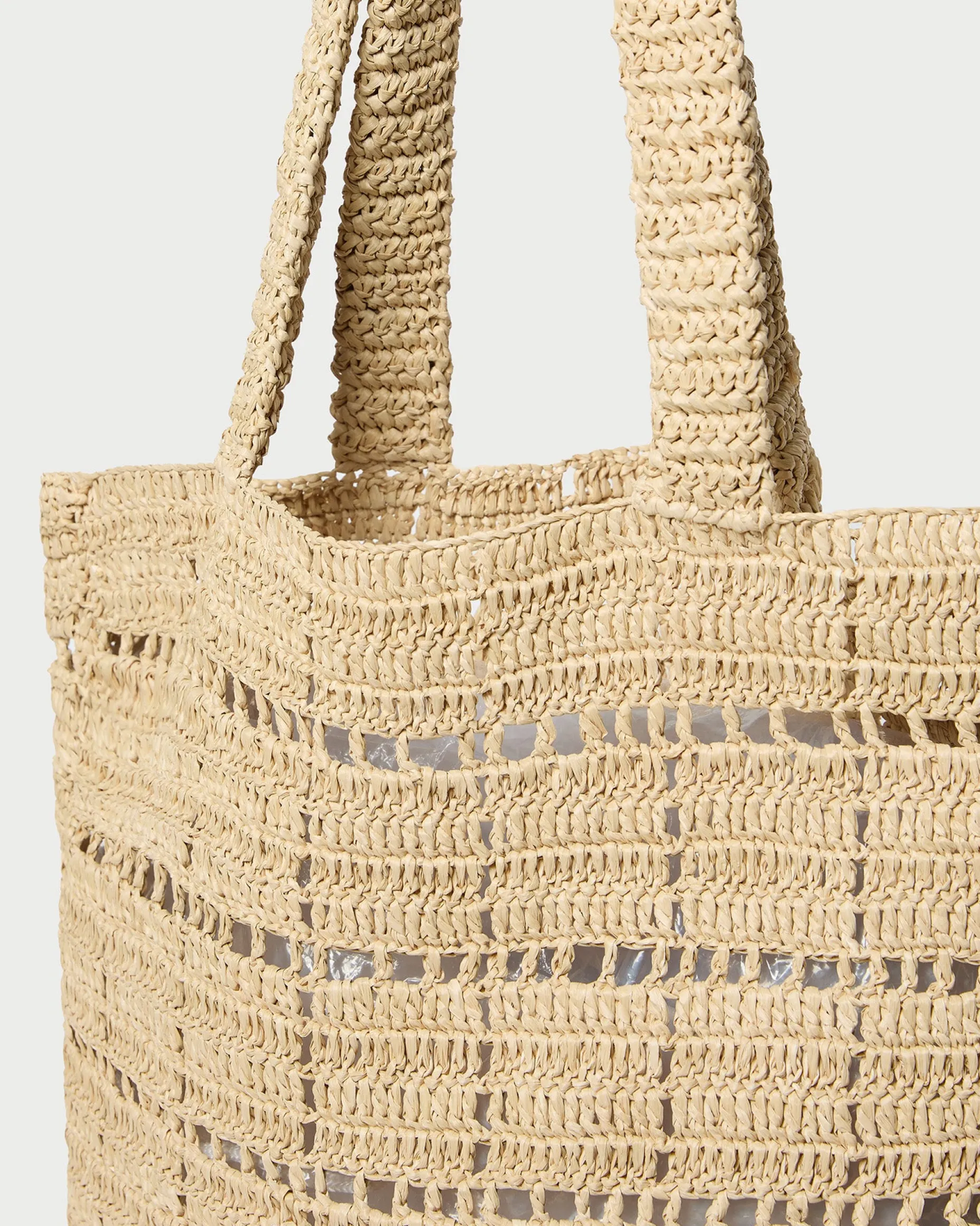 Orion Blue/White Raffia Tote