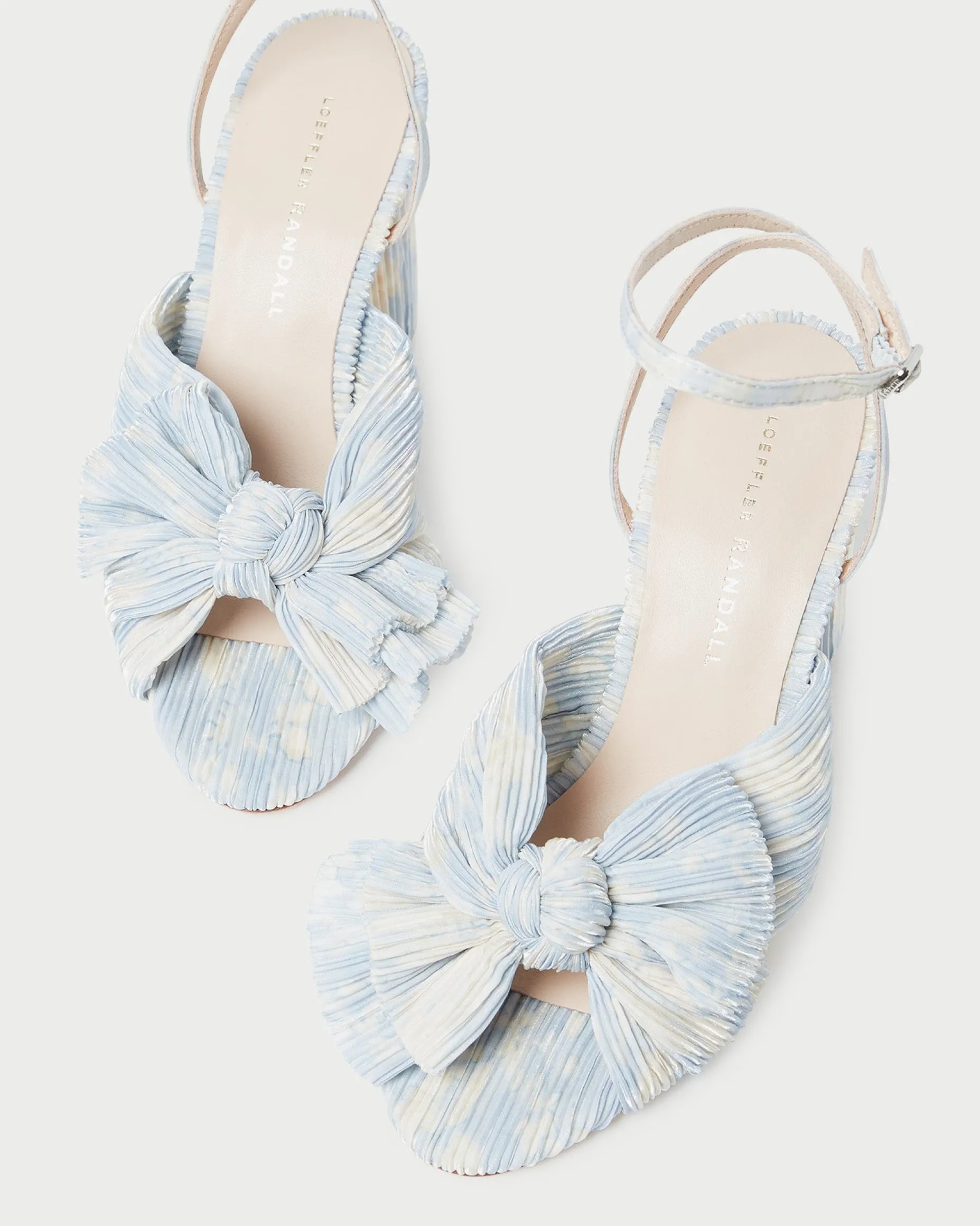 Camellia Blue Pleated Bow Heel
