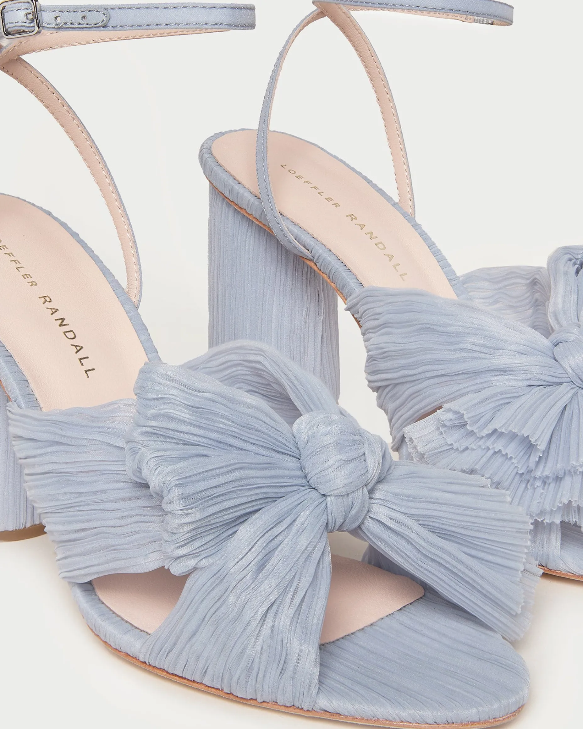 Camellia Blue Pleated Bow Heel