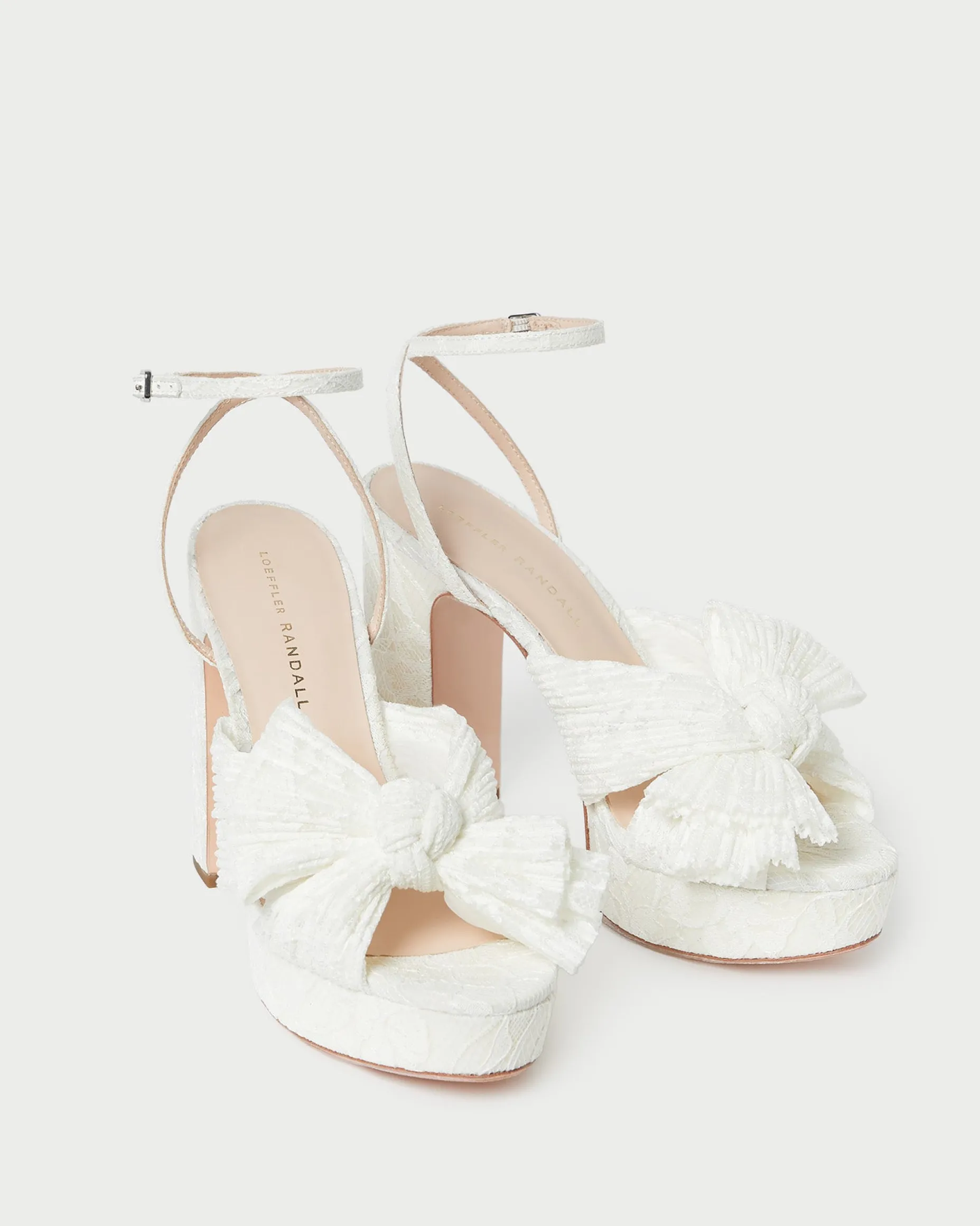 Natalia White Lace Bow Heel