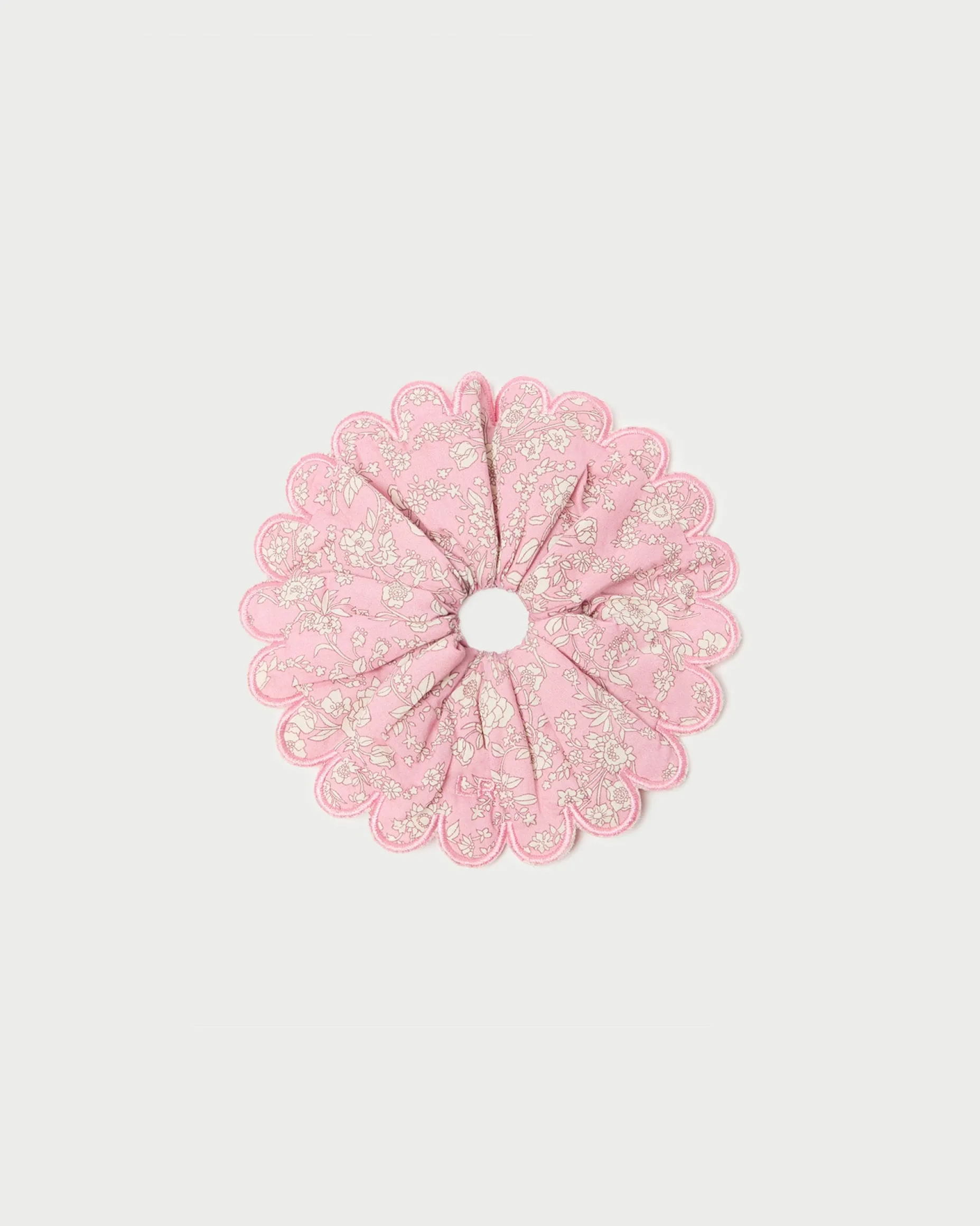 Frankie Pink Floral Scallop Scrunchie