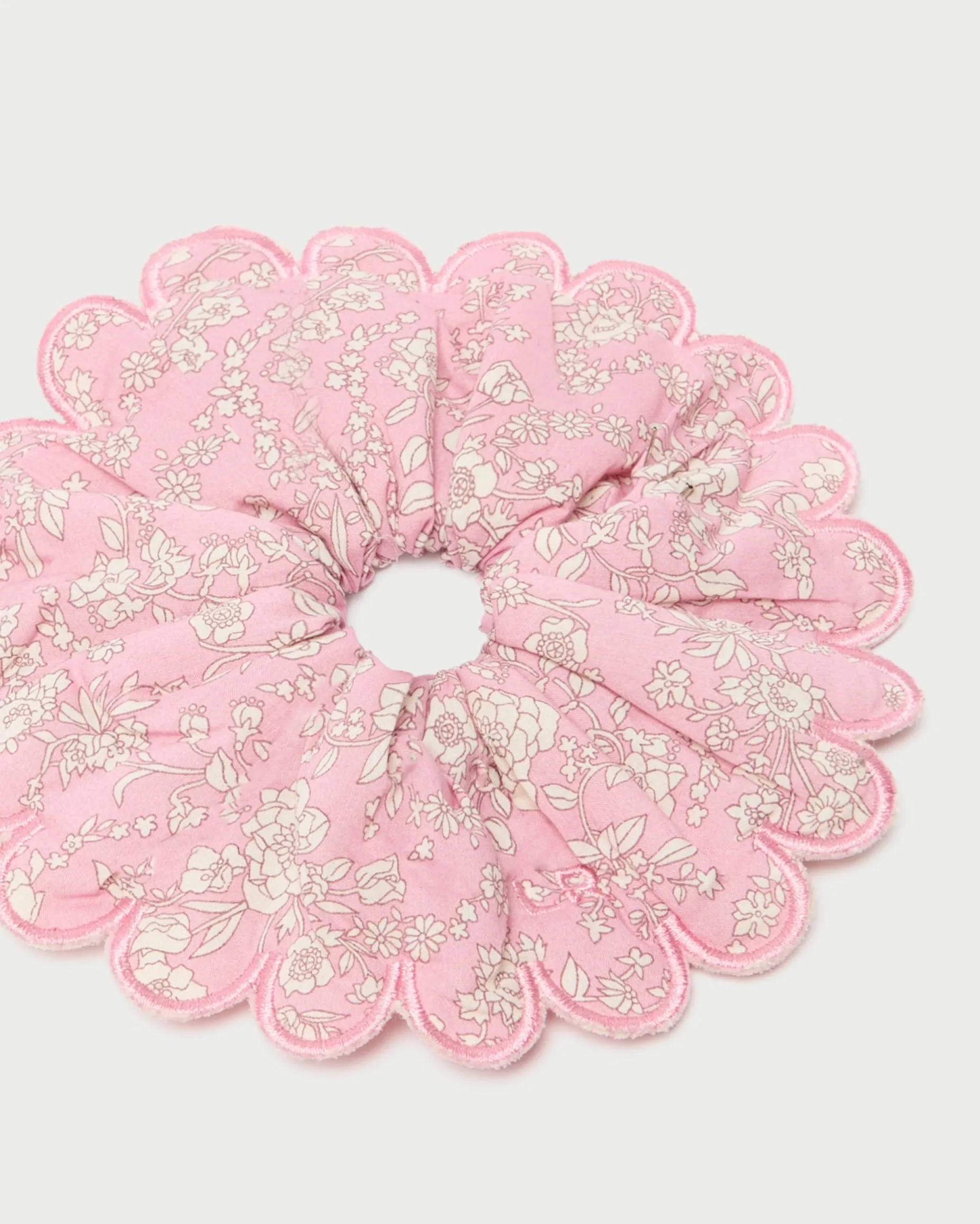 Frankie Pink Floral Scallop Scrunchie