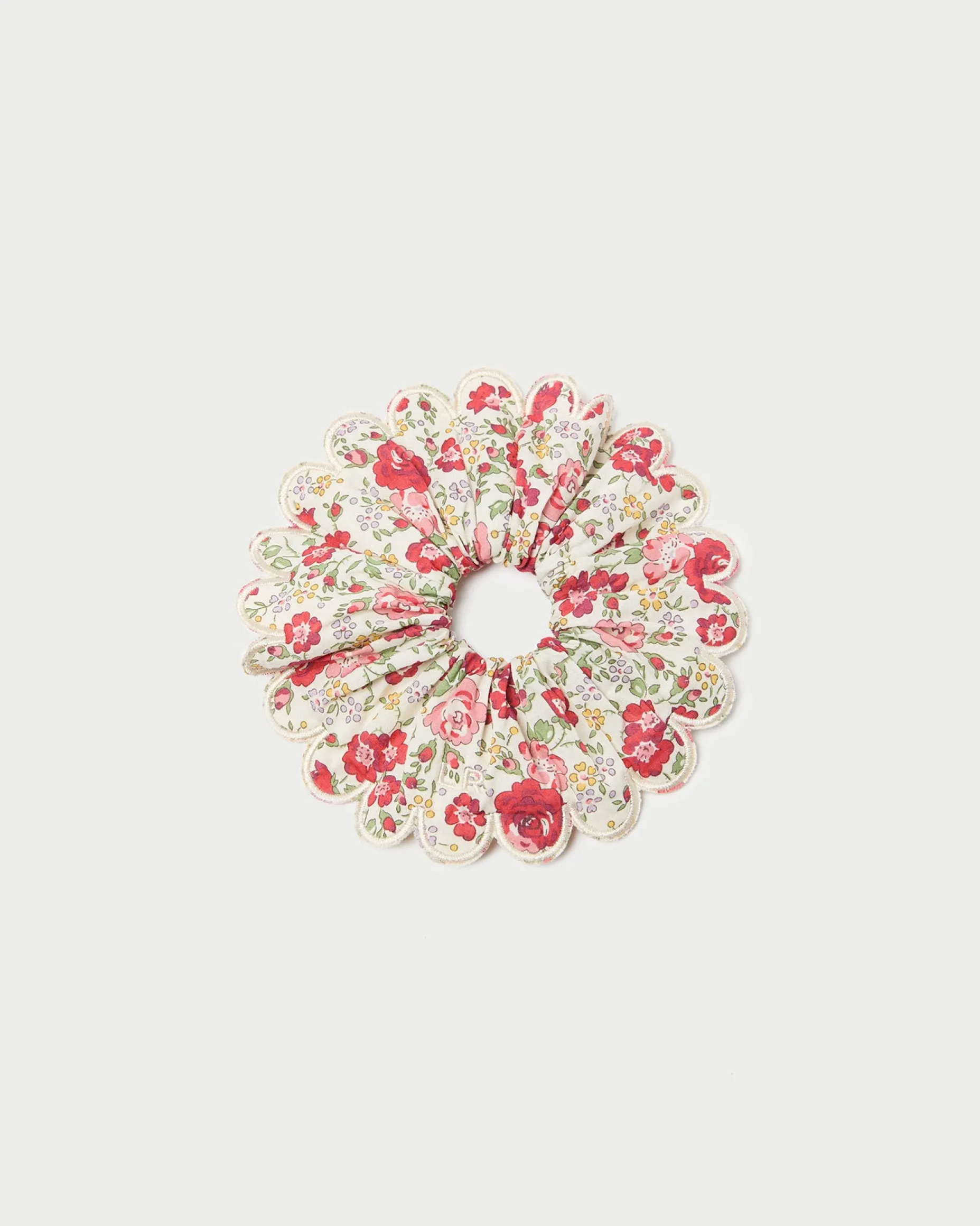 Frankie Pink Floral Scallop Scrunchie