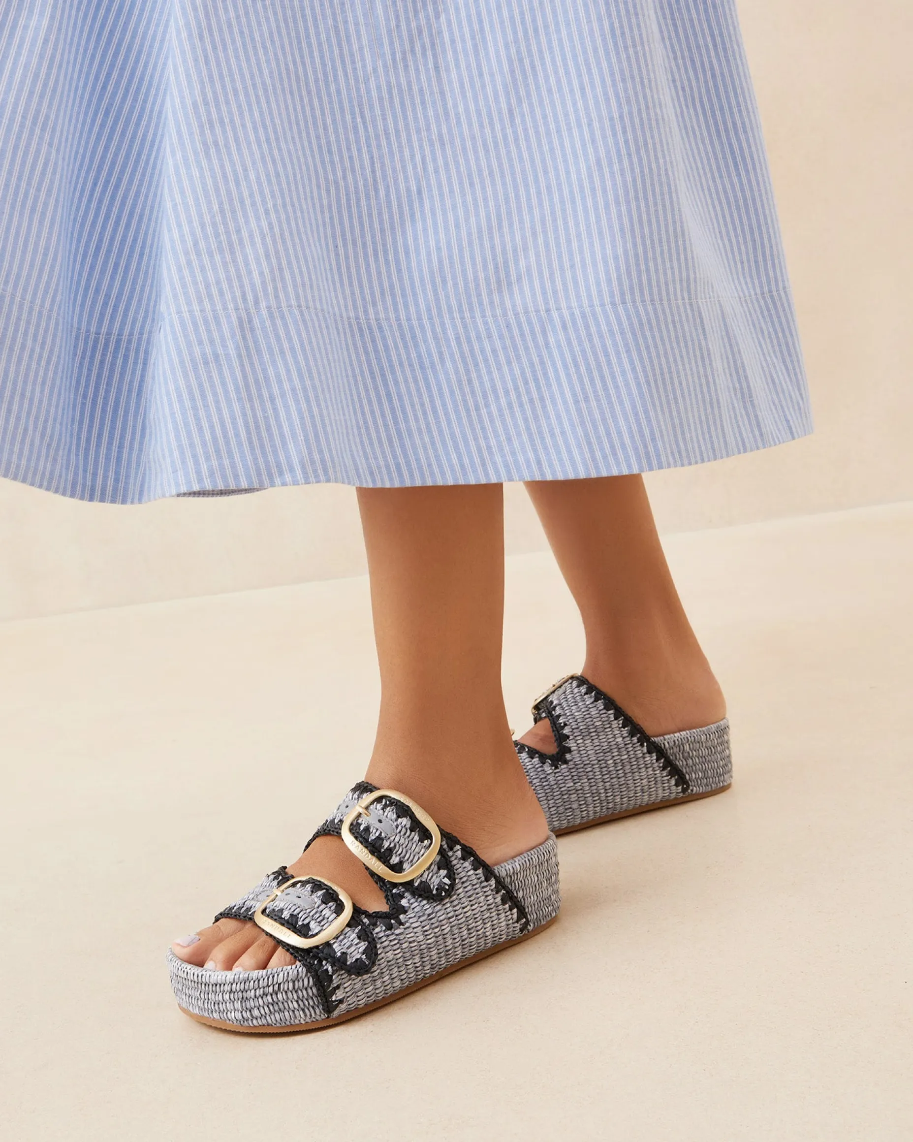 Theo Cream Raffia Footbed Sandal