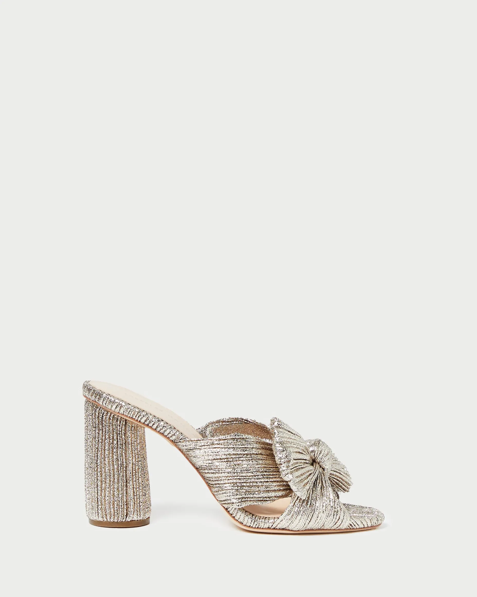 Penny Champagne Pleated Bow Heel