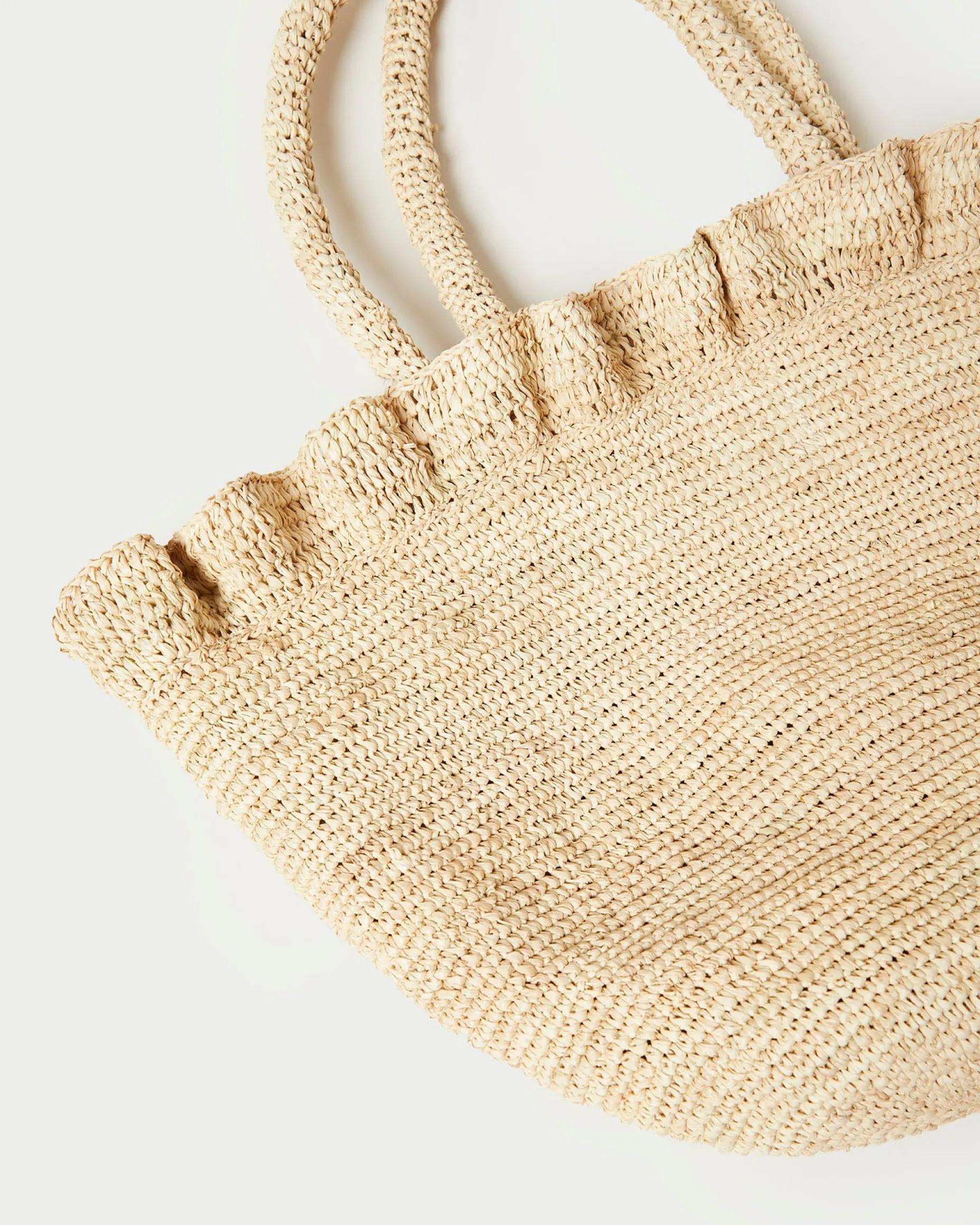 Cyrus Natural Ruffled Woven Tote