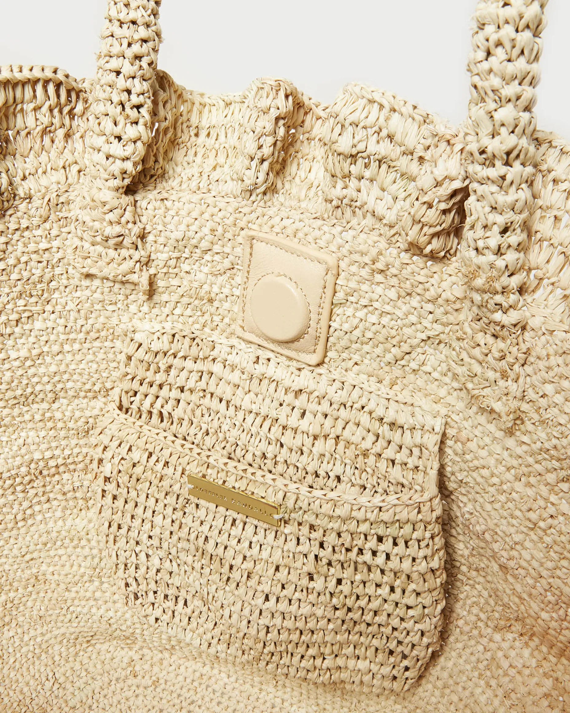 Cyrus Natural Ruffled Woven Tote