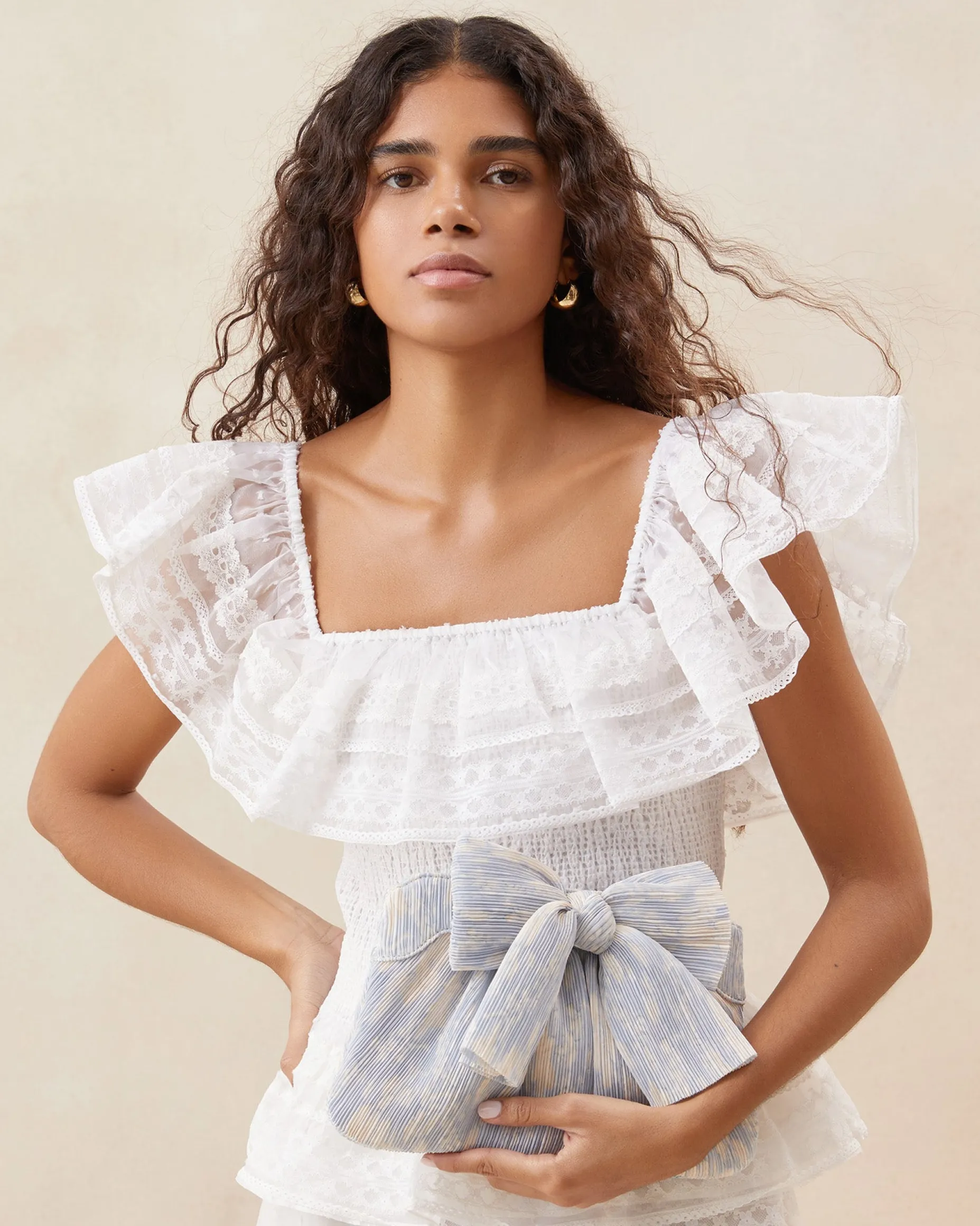 Rayne Brown Gingham Bow Clutch