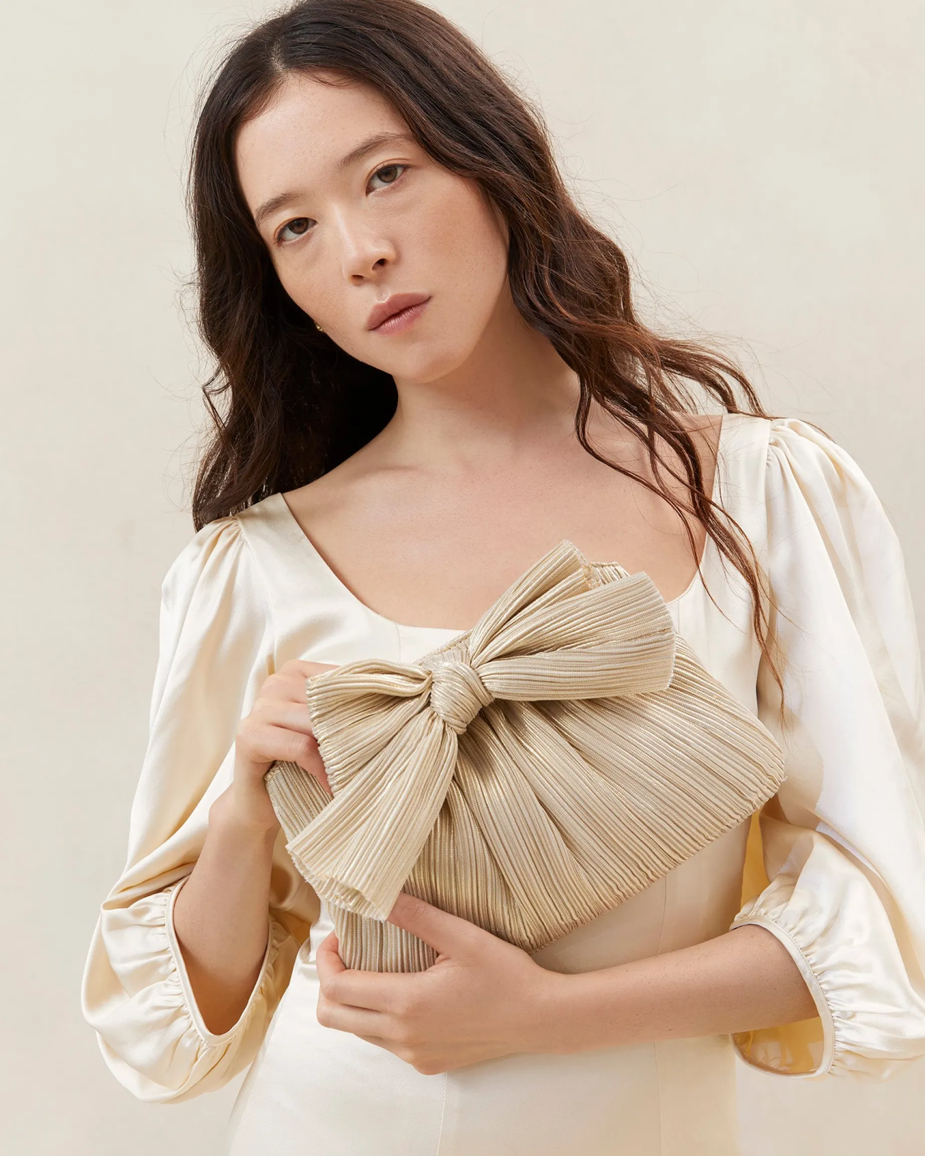 Rayne Brown Gingham Bow Clutch