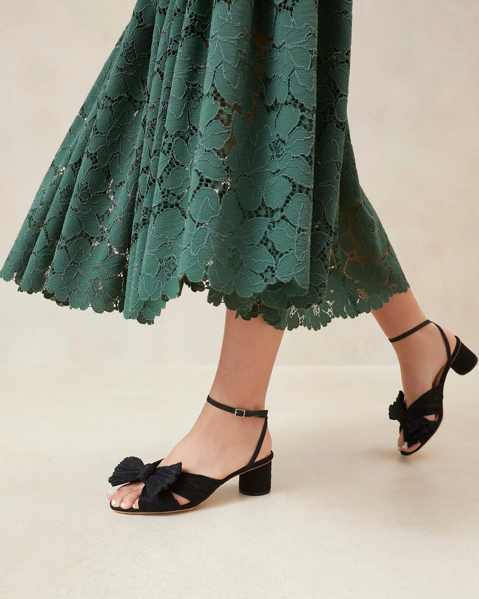 Dahlia Champagne Pleated Bow Heel